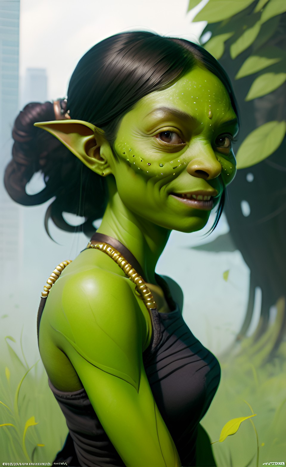 anthropomorphic human woman goblin with green skin preview