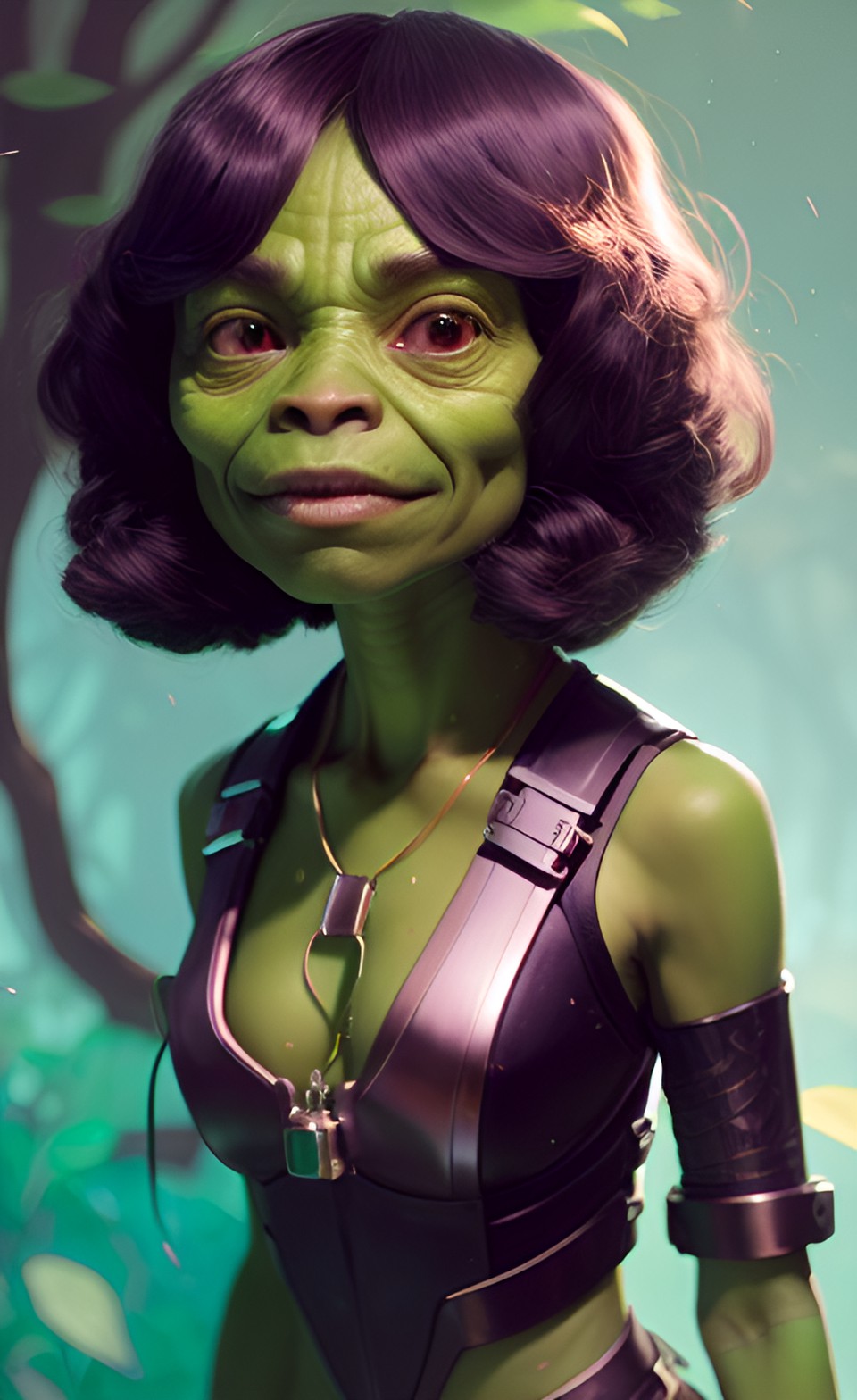 anthropomorphic human woman goblin with green skin preview