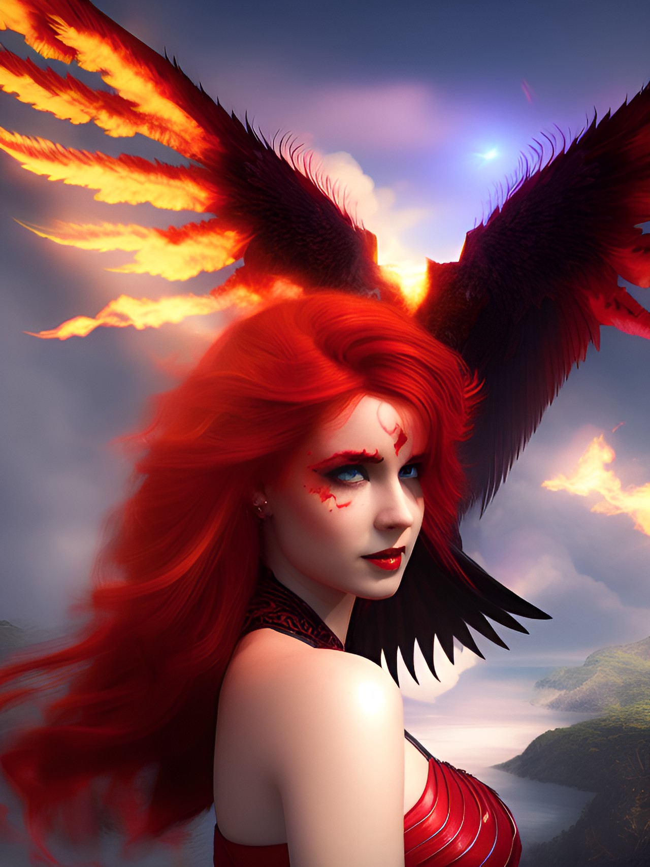 red hair lilith with wings of fire preview