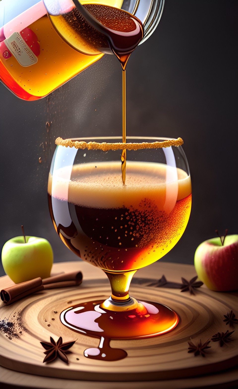 pouring apple cider with spice, drops and splashes preview