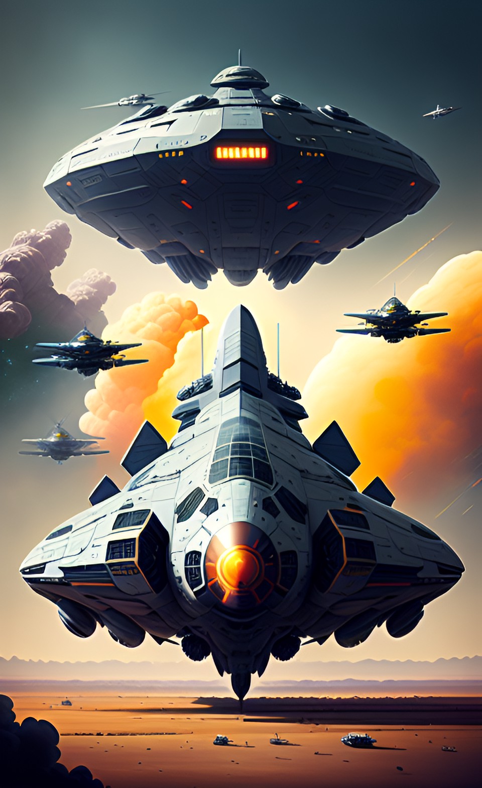 Squadron V - a huge military starship bristling with weaponry preview