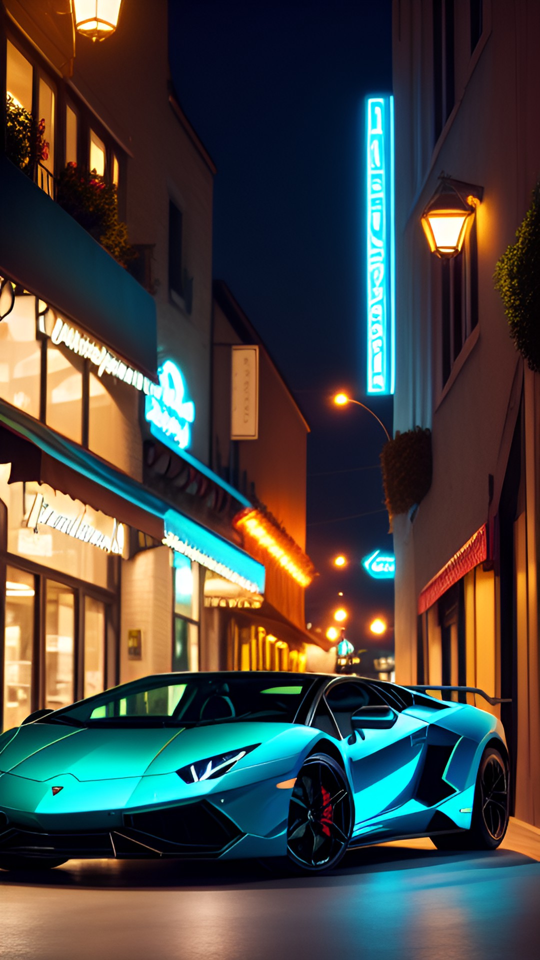 L8 night snack - lamborghini parked outside restaurant at night preview