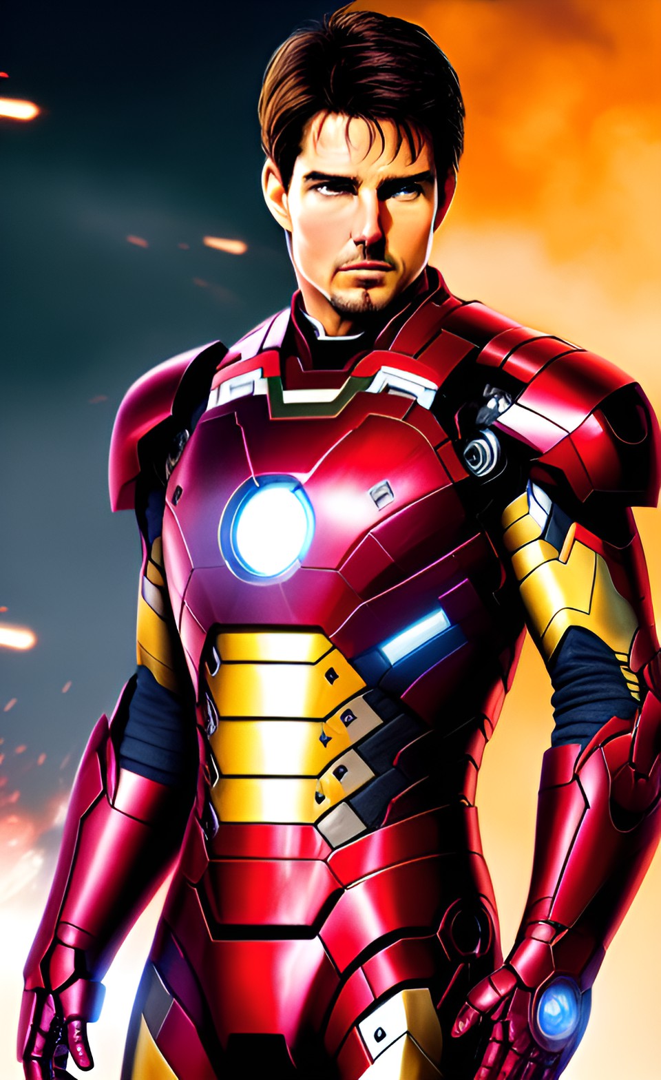 tom cruise wears the iron man armour preview