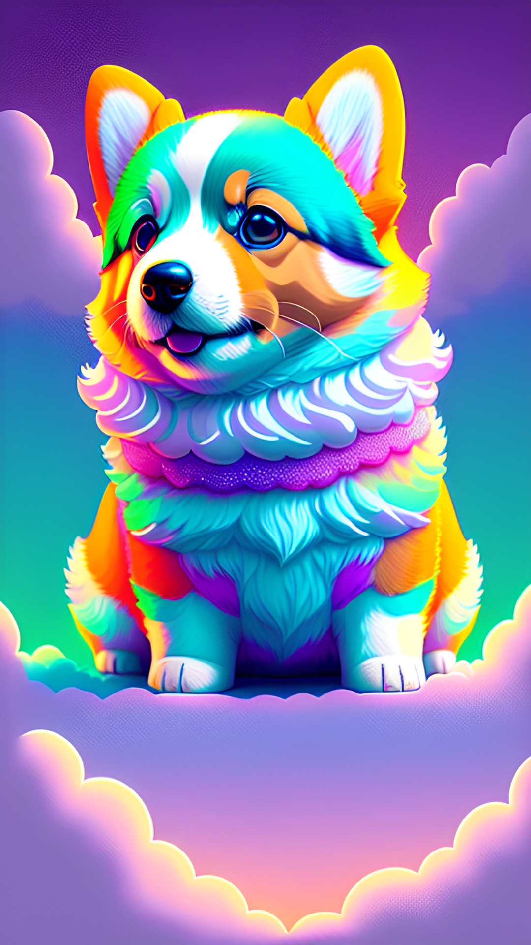 Corgi2 - cute corgi puppy, clouds preview