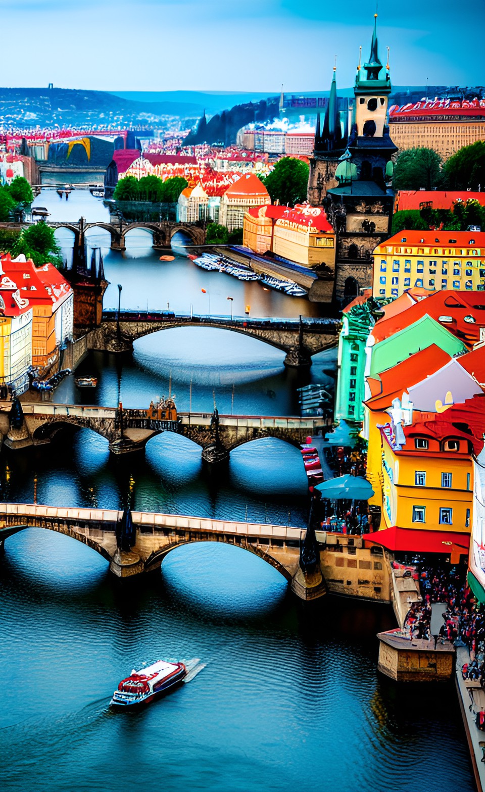 prag, karls brücke, weit entfernt, panoramablick, high detail, city, river, preview