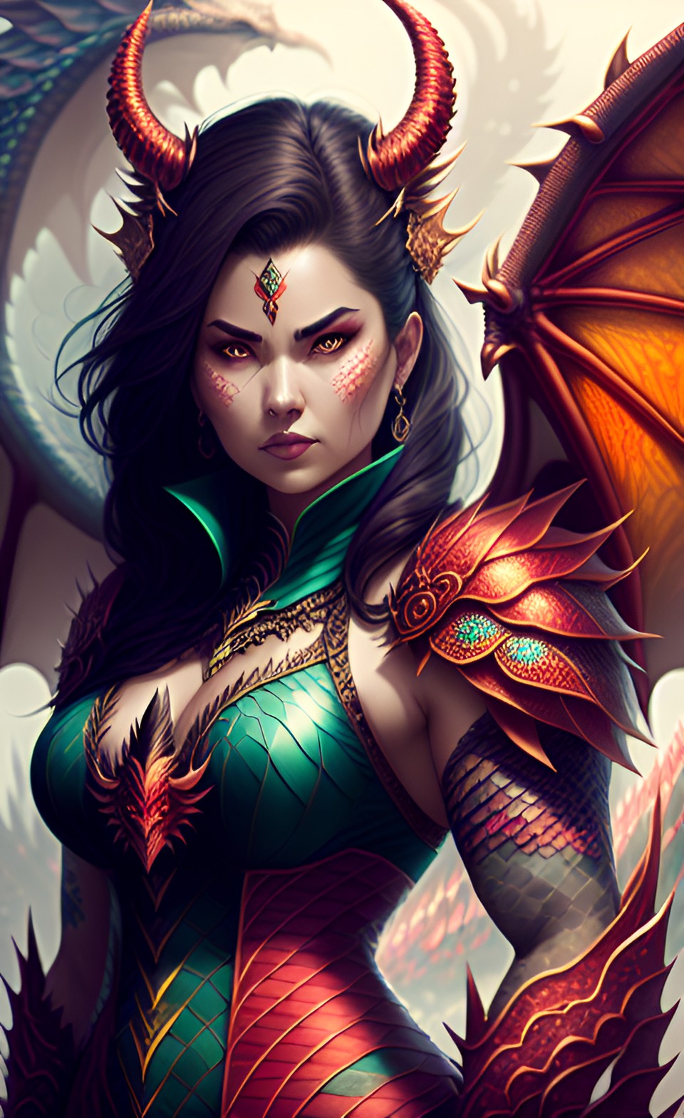 Queen Dragon - woman with dragon arms,scales,dragon eyes, dragon wings preview