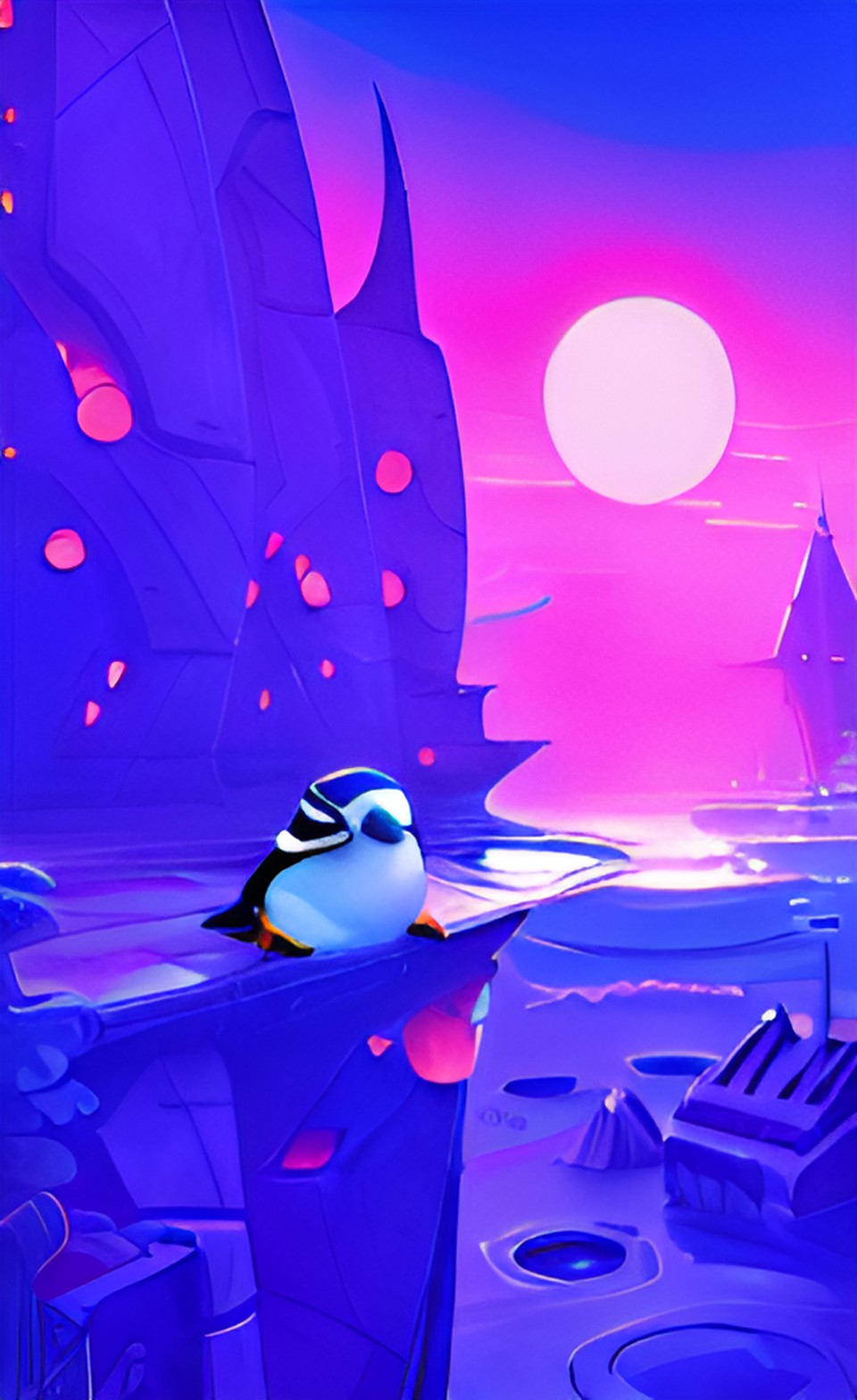 penguin on water surface preview