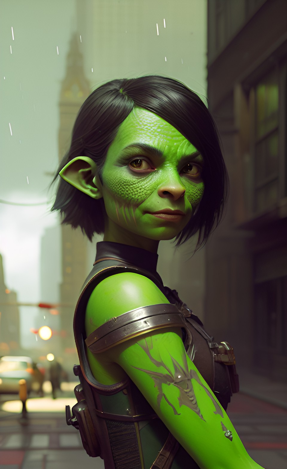 anthropomorphic human woman goblin with green skin preview