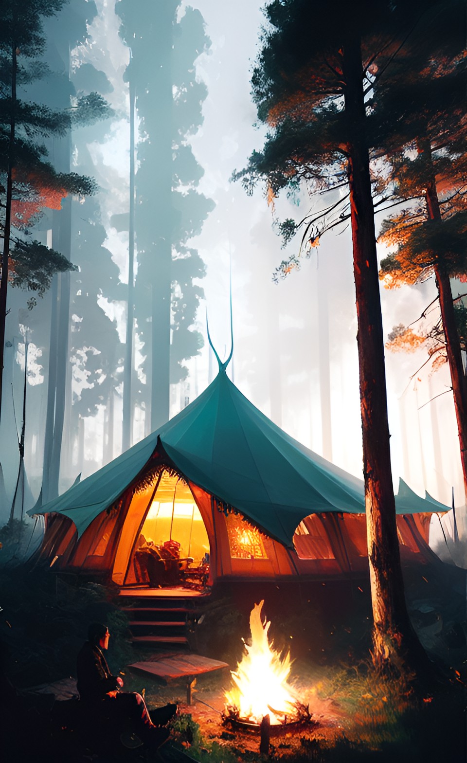 Fire - forest tent, fire preview