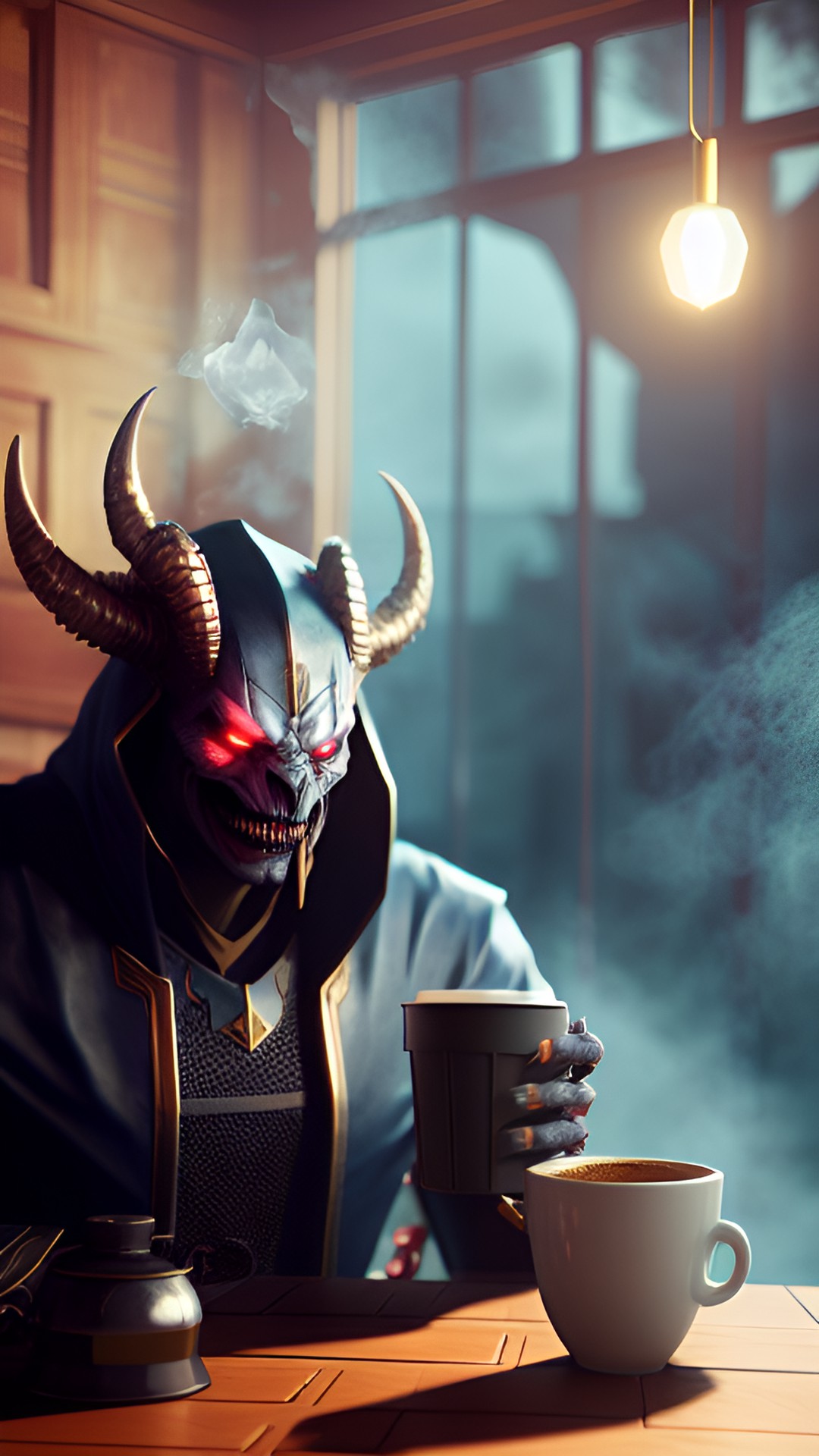 Date with Demons - demon lord drinking cup of coffee preview