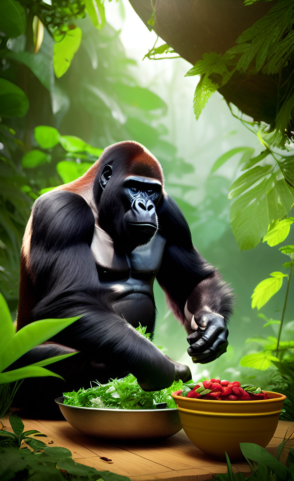 gorilla making salad in the jungle preview