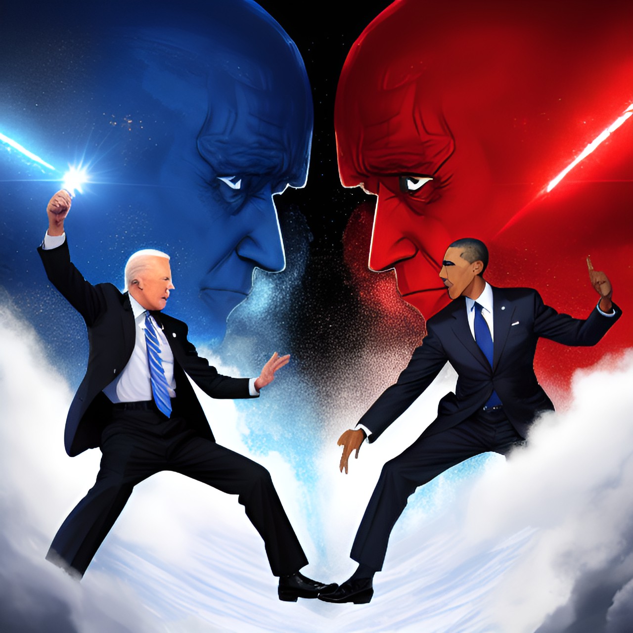 joe biden and obama in an epic battle. ultra high resolution. preview