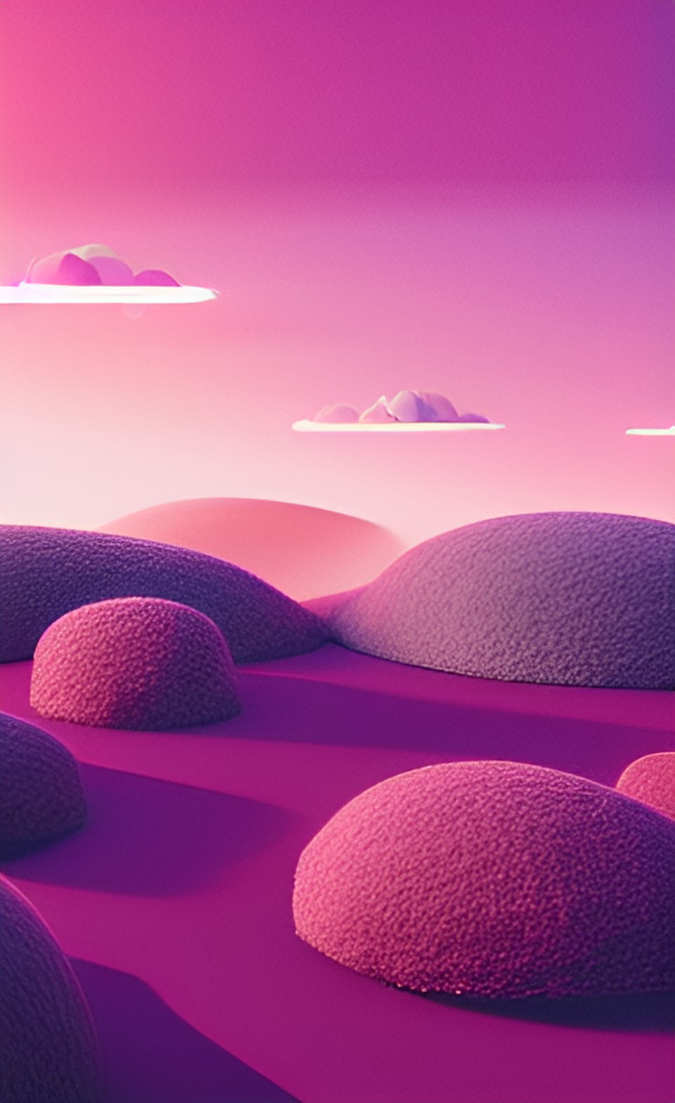 pink felt landscape, cute and small knit aesthetic preview