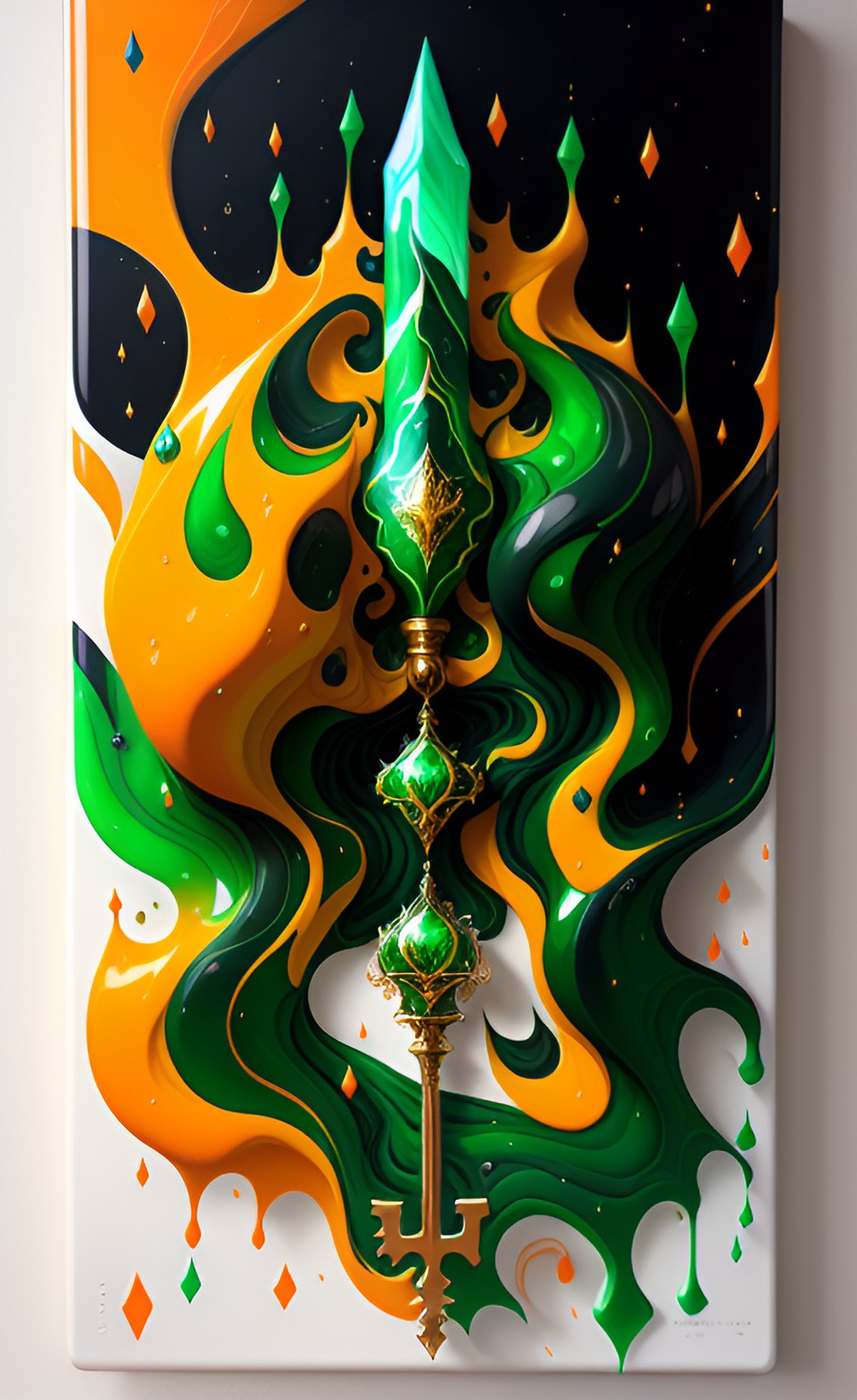 green orange magical witch key with white background preview