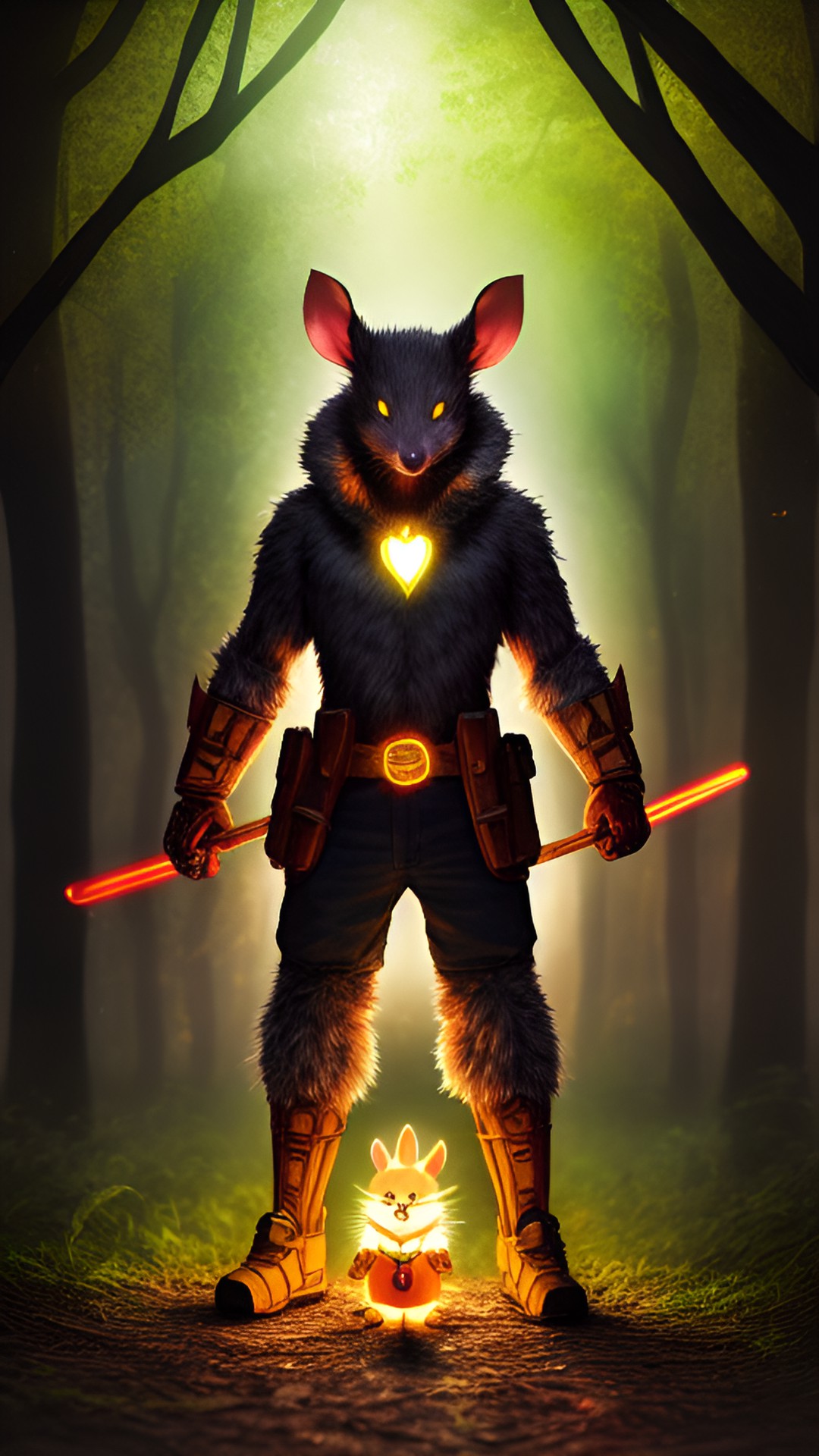 ratman in a wood, realistic, glow detailed, detailed preview