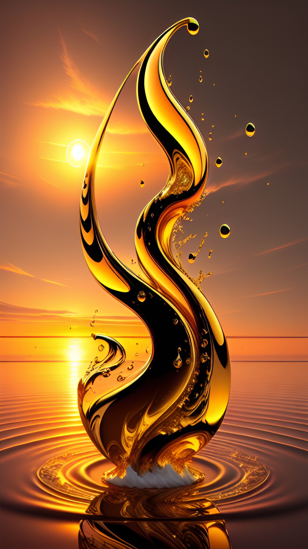 fluid art, simple, smooth, gold, sunset preview