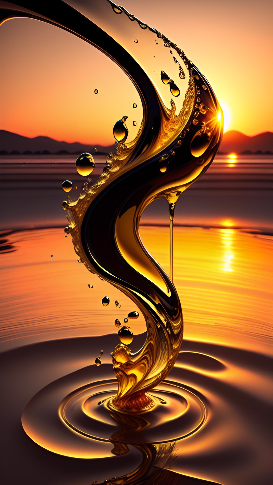 fluid art, simple, smooth, gold, sunset preview