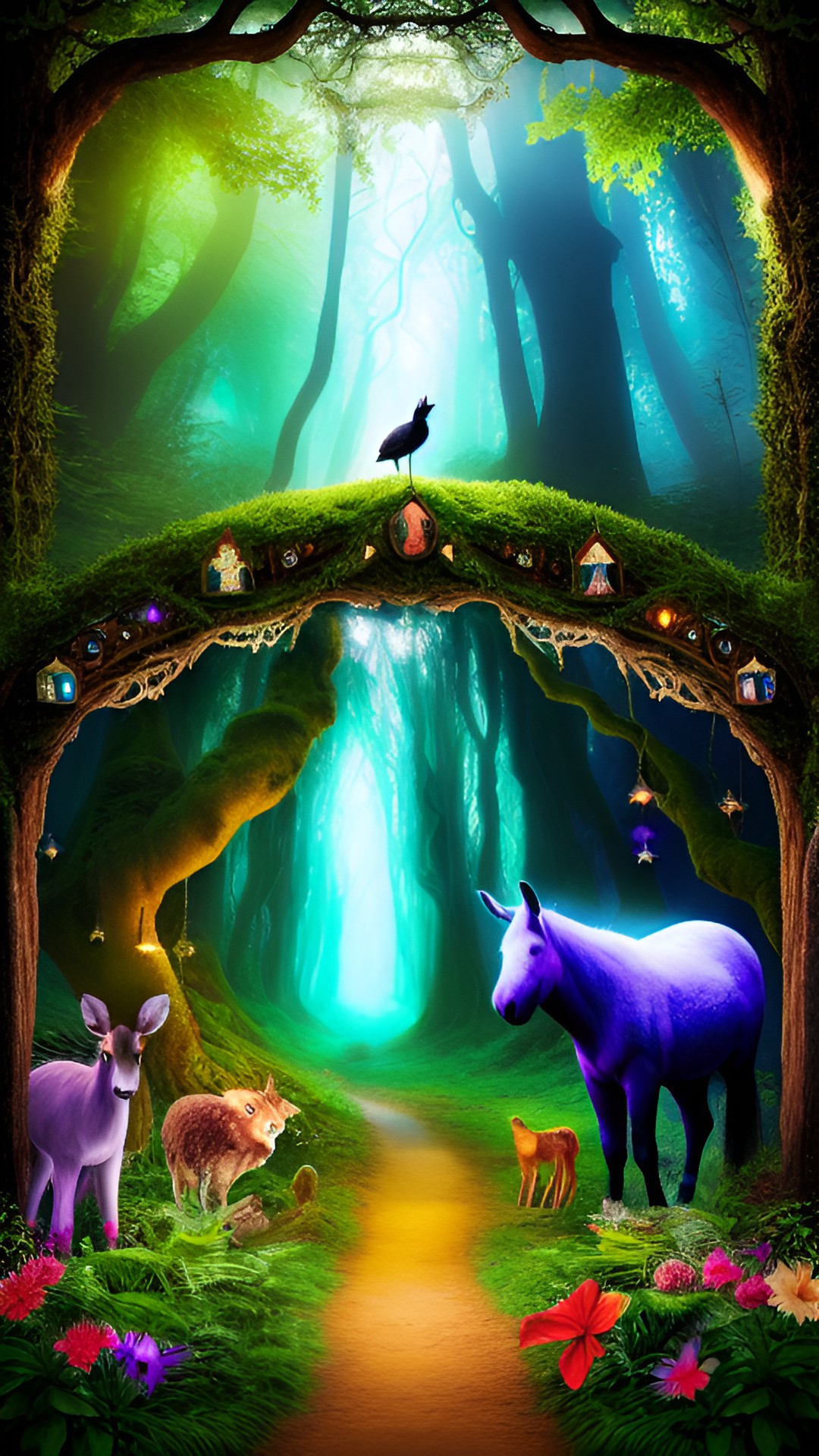 an enchanted forest with mystical creatures preview