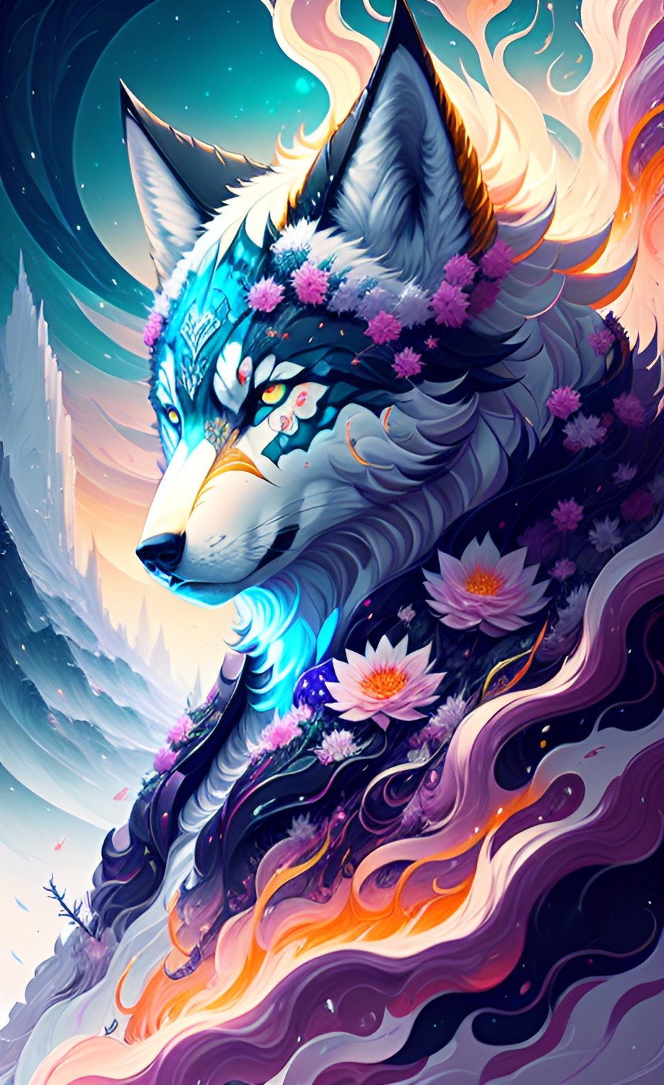 anime key visual of the wolf god of flowers, trending on artstation, digital art, incredibly detailed preview