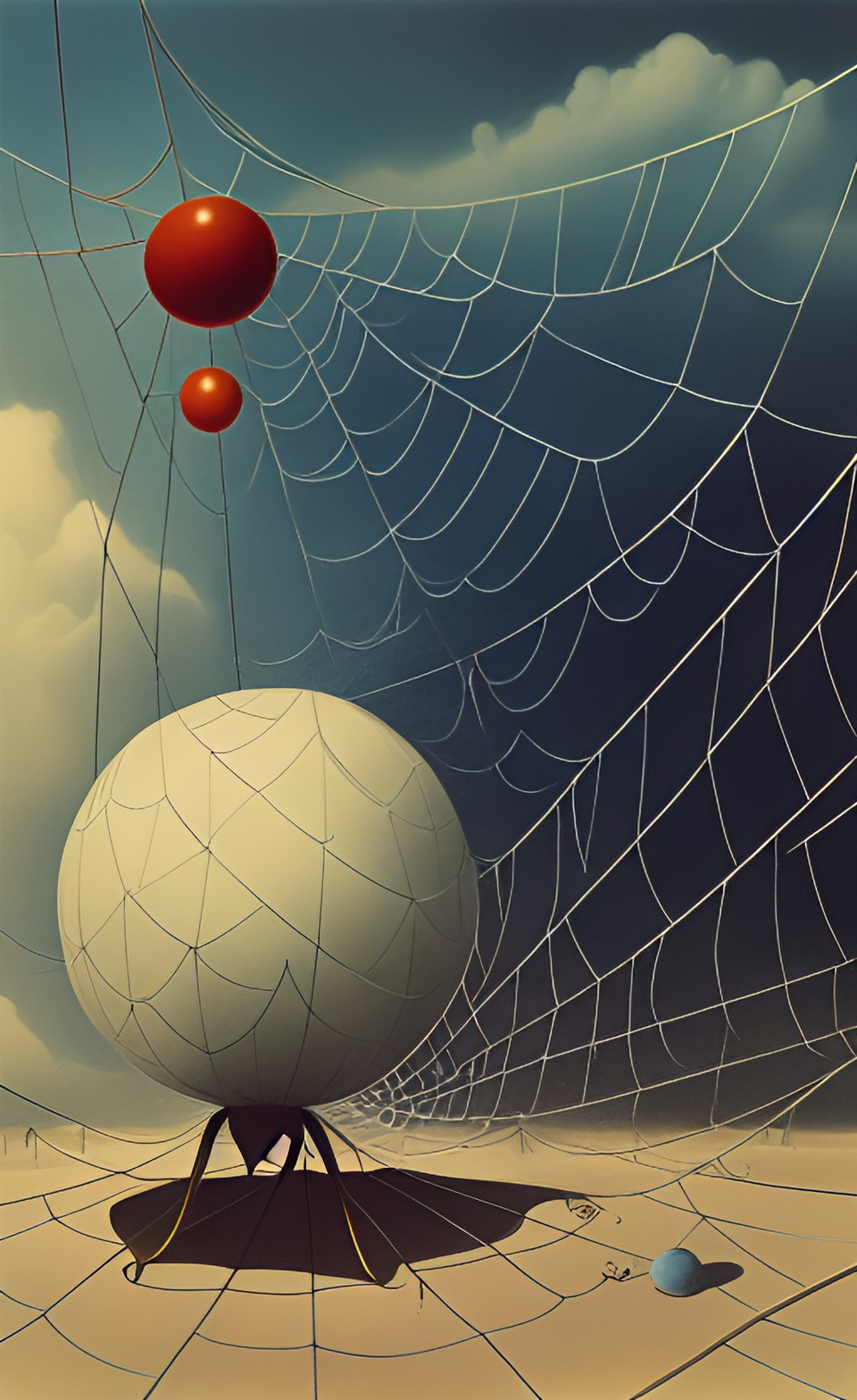 a surrealism image, include strange angles, images of bizarre spider, juxtapositions, conscious reality, dream-like,style of sphongle,, letterboxing hyperrealism,musical cacophony by kay sage๐ฌ๐๐ฅ preview