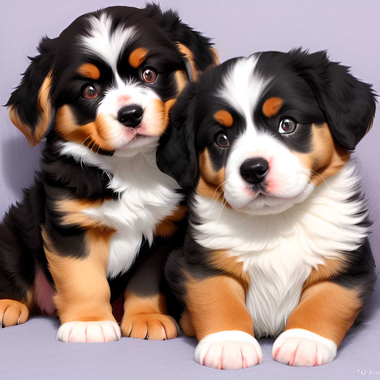 Baby dog<333 - an baby australian shepherd and a baby bernese mountain dog play sleep together preview