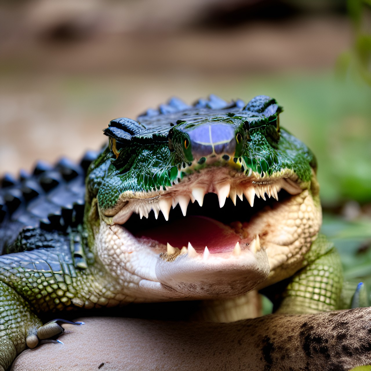 a crocodile smiling for the camera preview