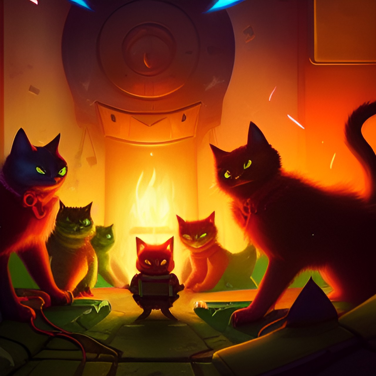 cats have finished their last game of fire and have no idea what is happening. preview