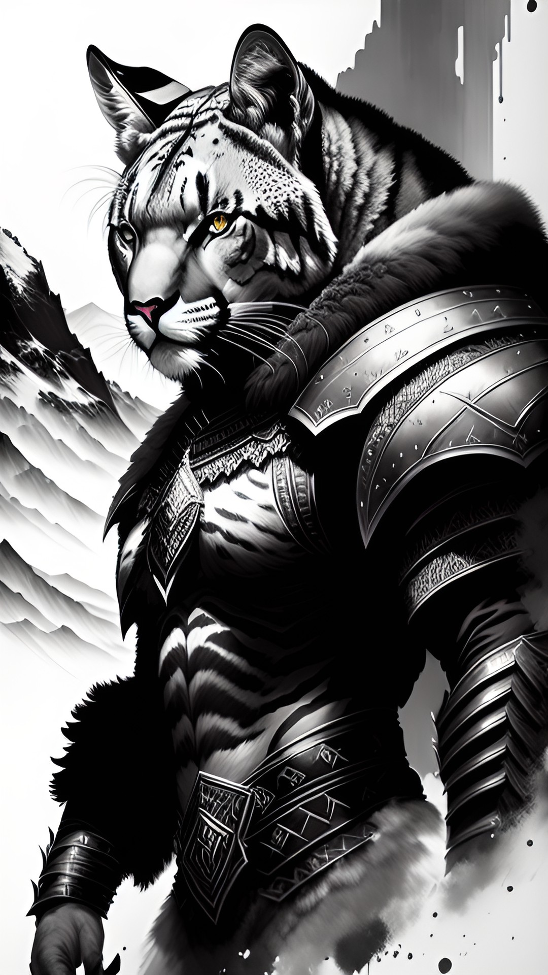 mountain lion wearing elaborate heavy armor preview