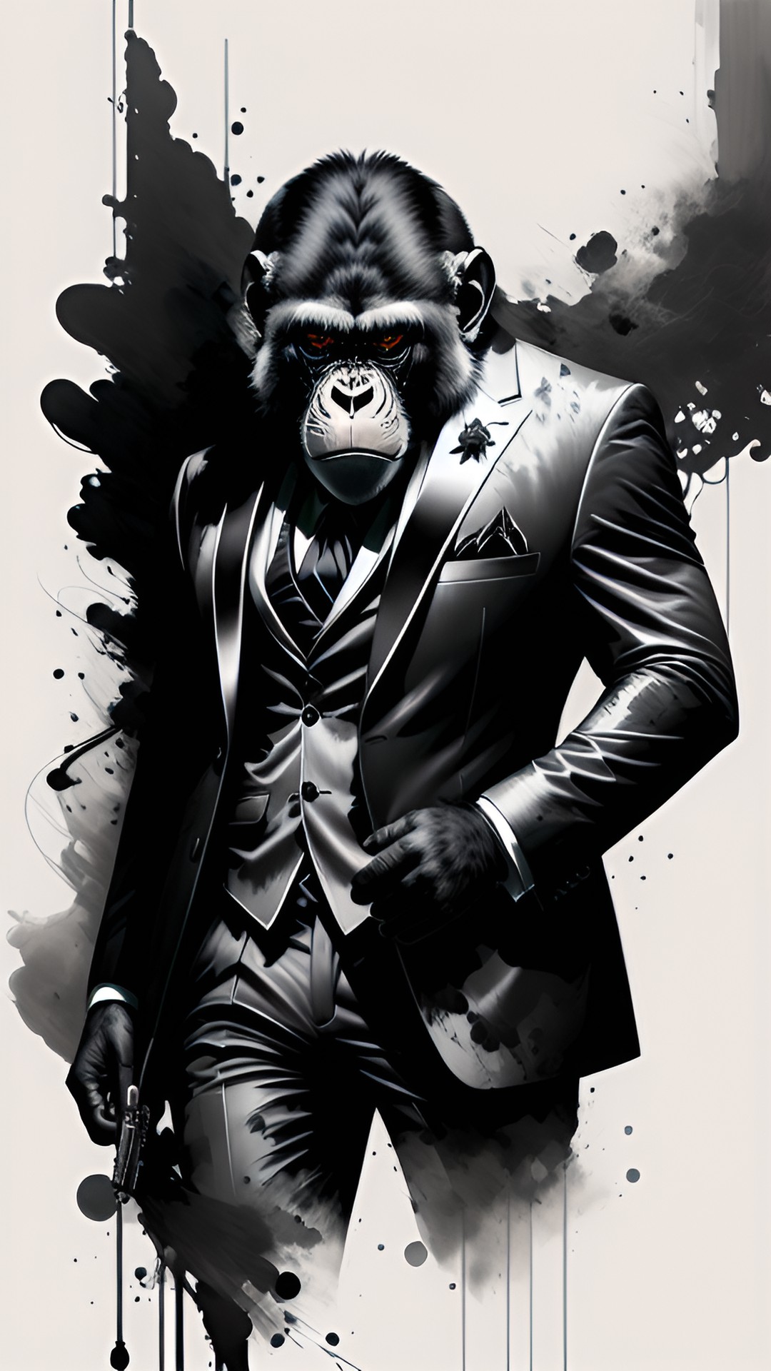 a monkey in a three-piece suit holding a desert eagle preview