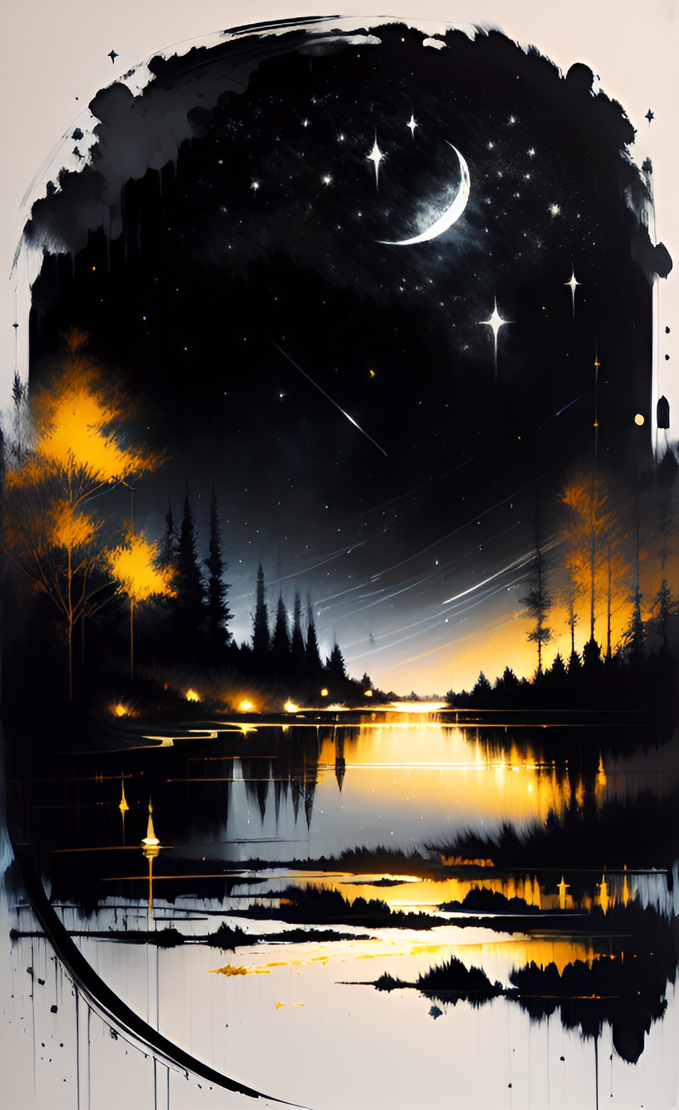 night, lake, stars, accent color gold preview