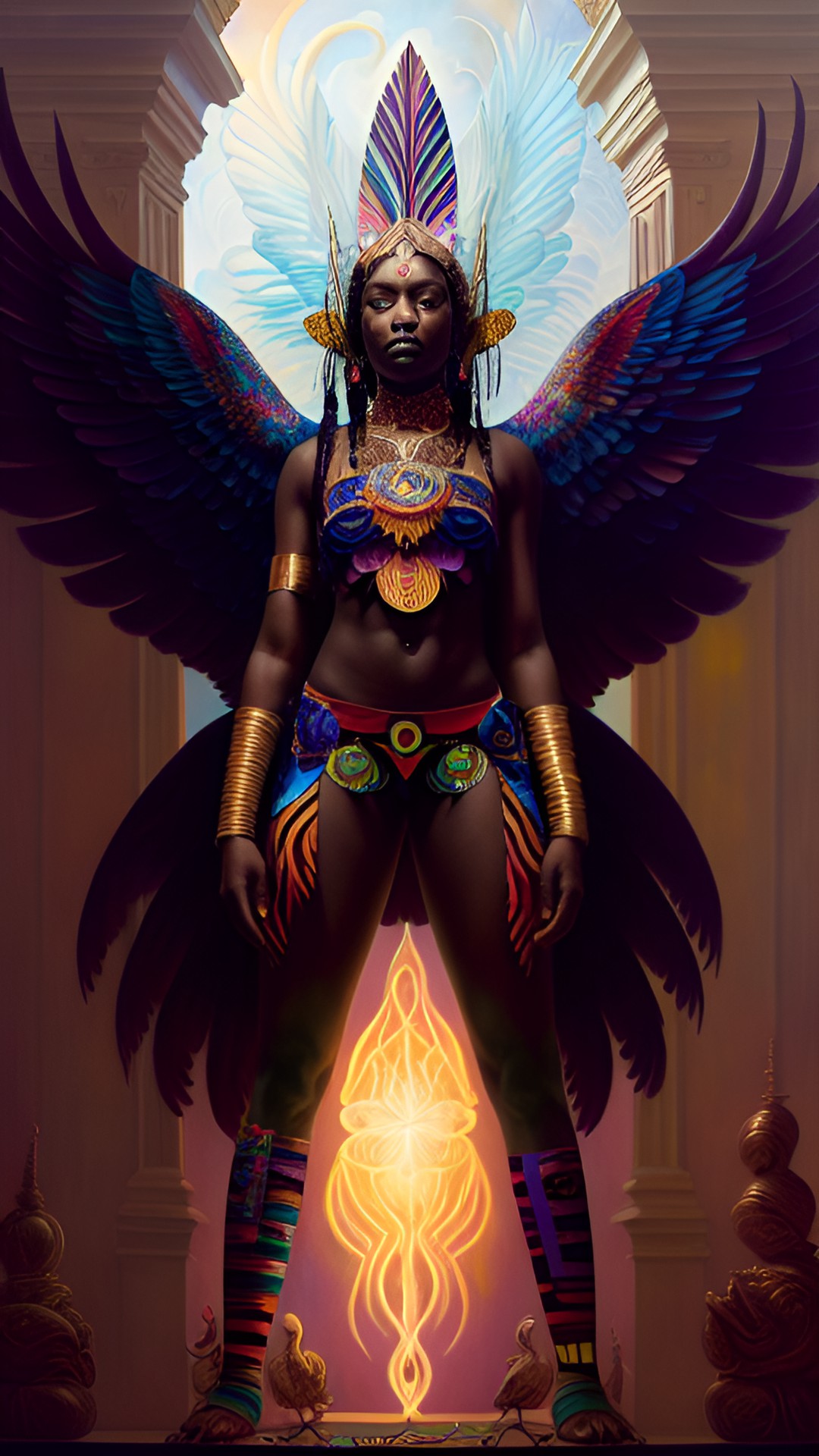 multicolored wings black skinned goddess preview