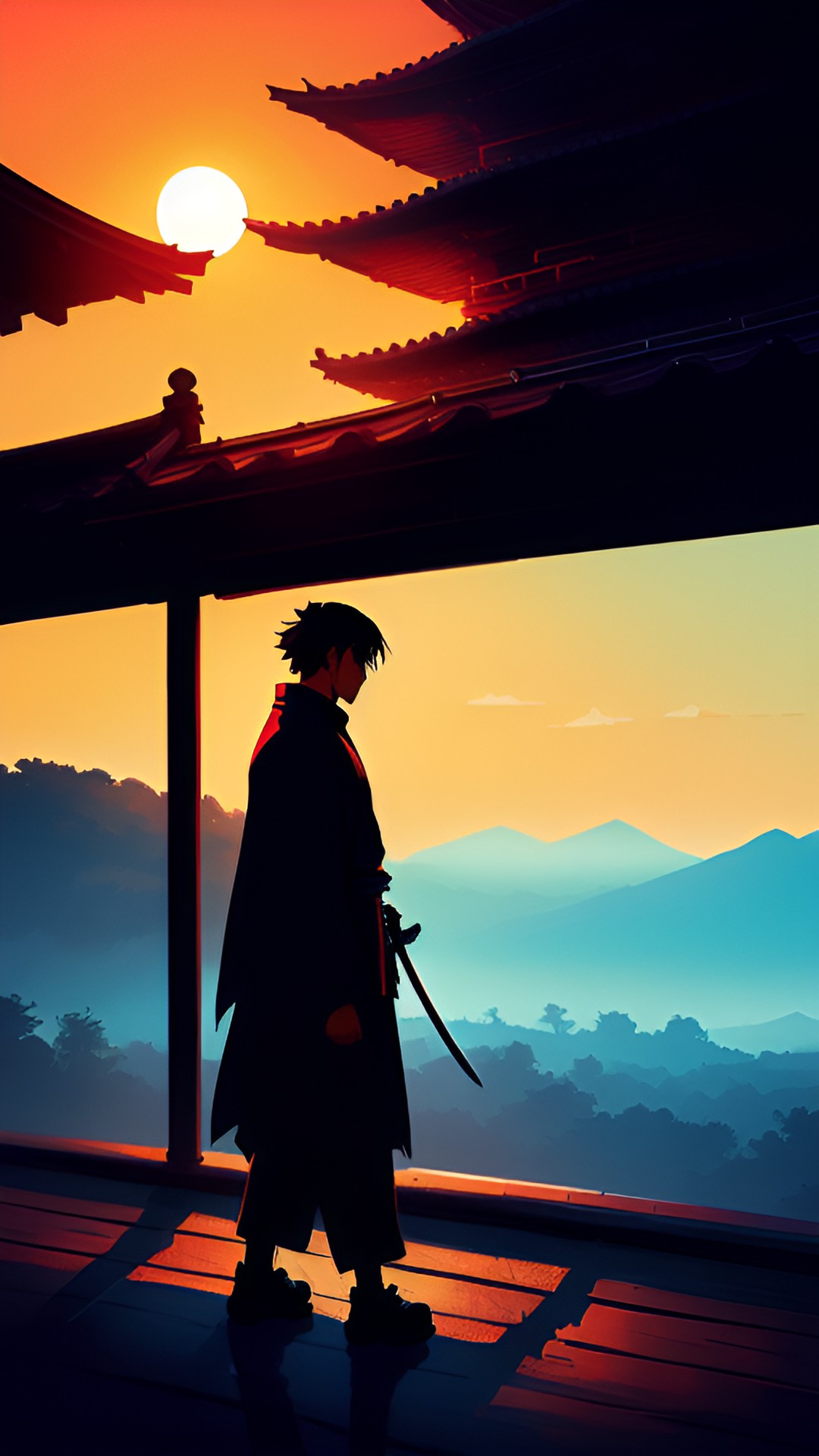 samurai - ghost samurai in a sun set preview