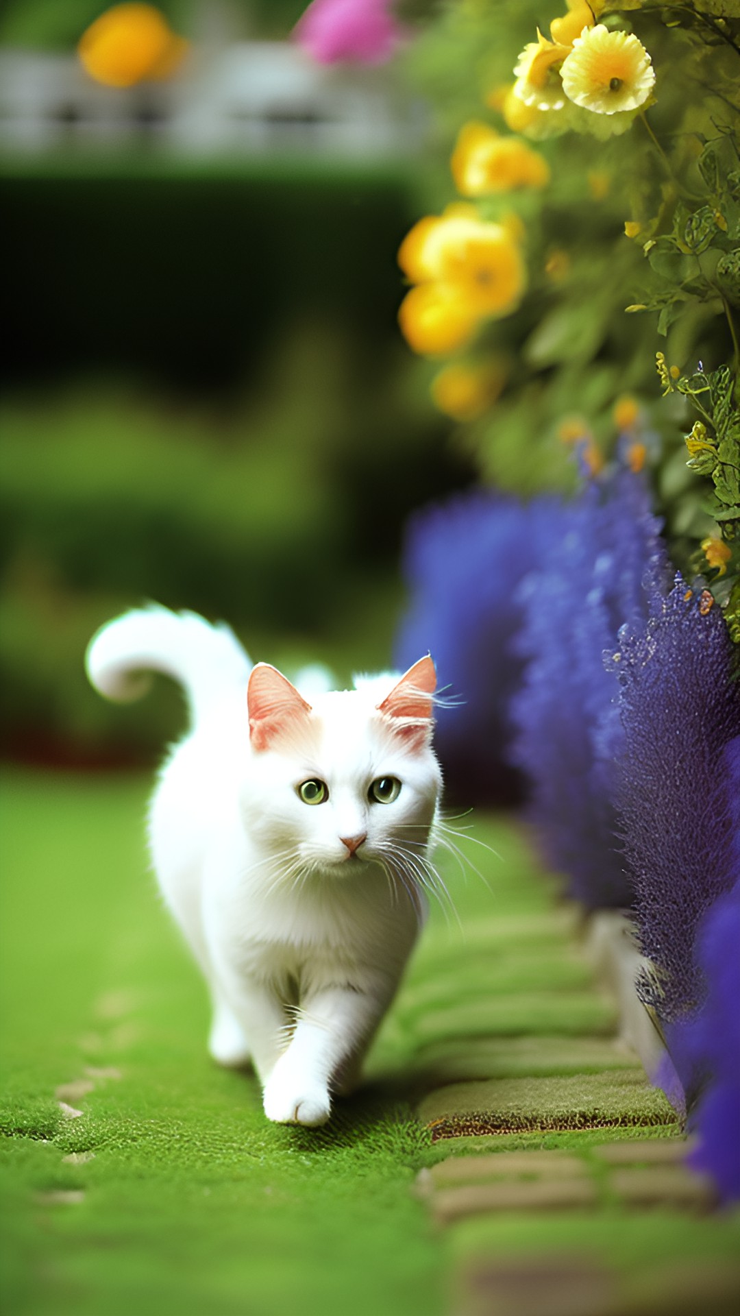 gato correndo em jardim preview