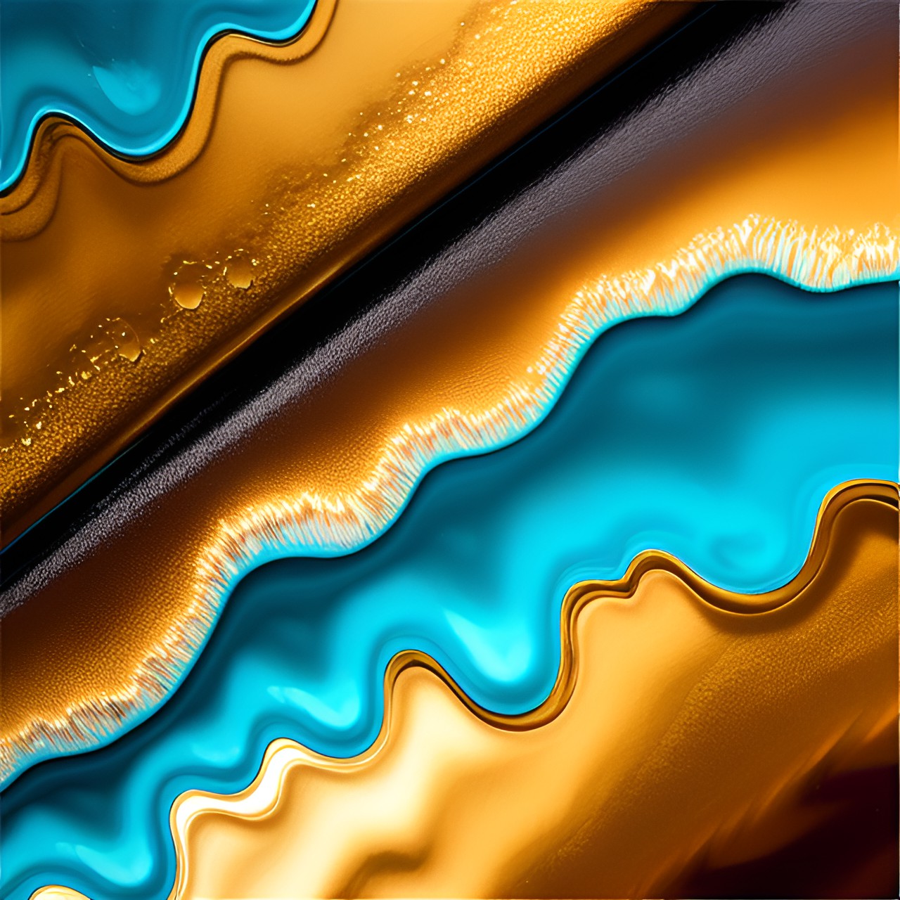 turquoise gold white fluid art abstract preview