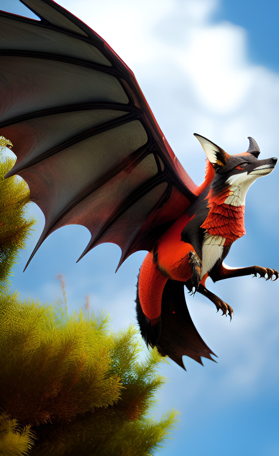 flying medieval fox dragon preview