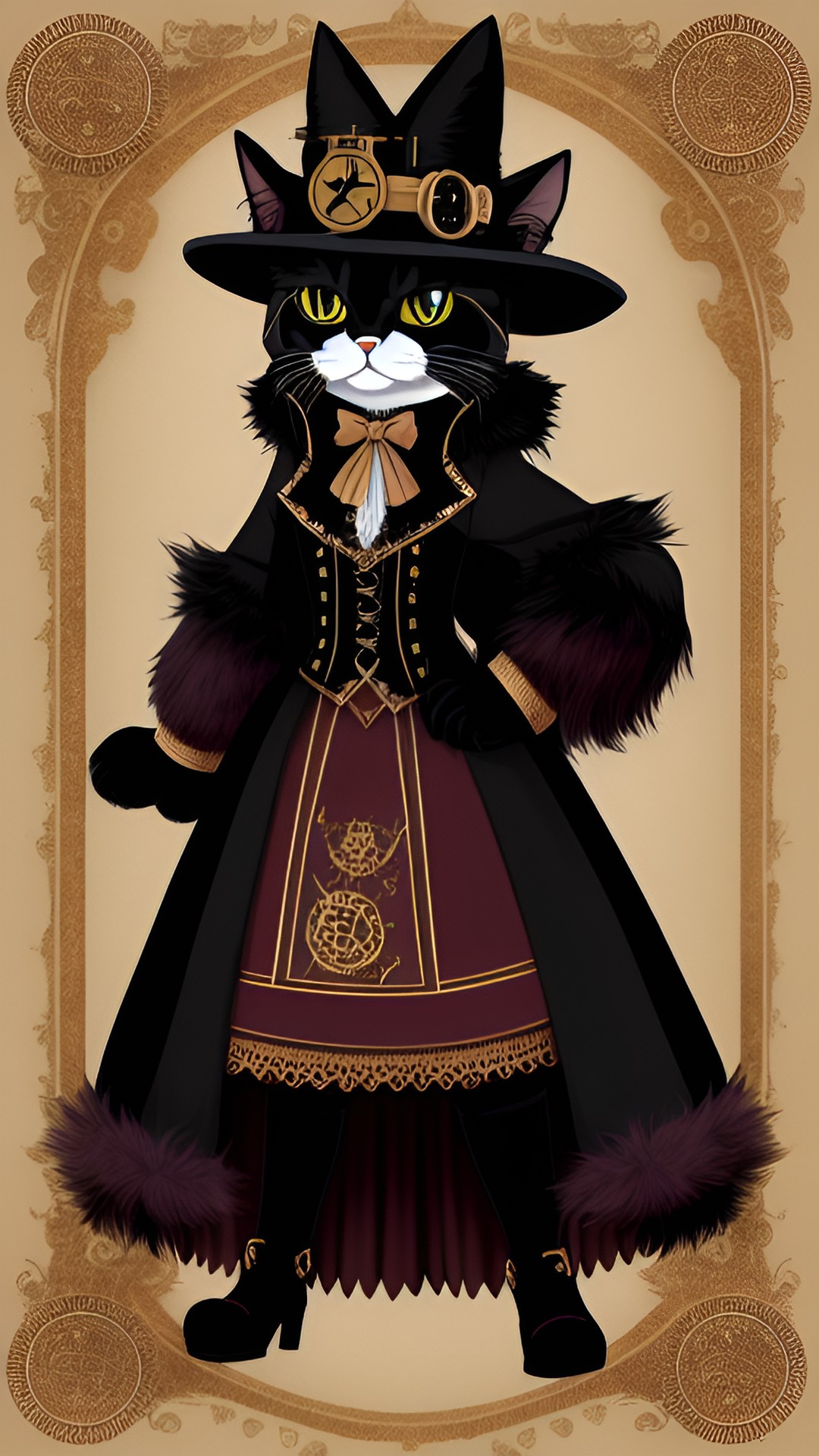 Steampunk cat - chessir cat in witch style steampunk. has black fur. preview