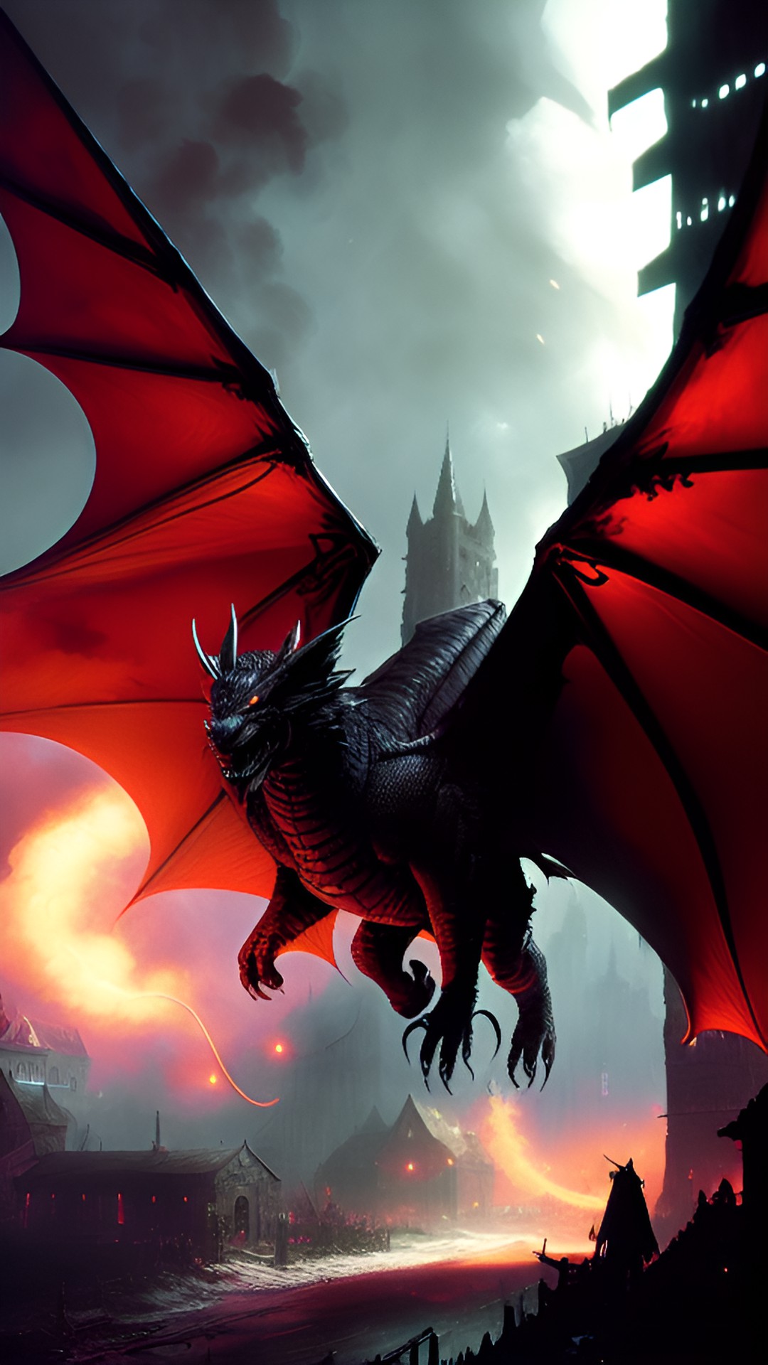 red dragon, flying, d&d, fantasy setting, dynamic lighting, cinematic preview