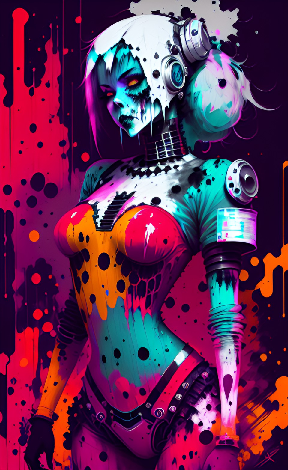 pastel zombie robot pinup preview