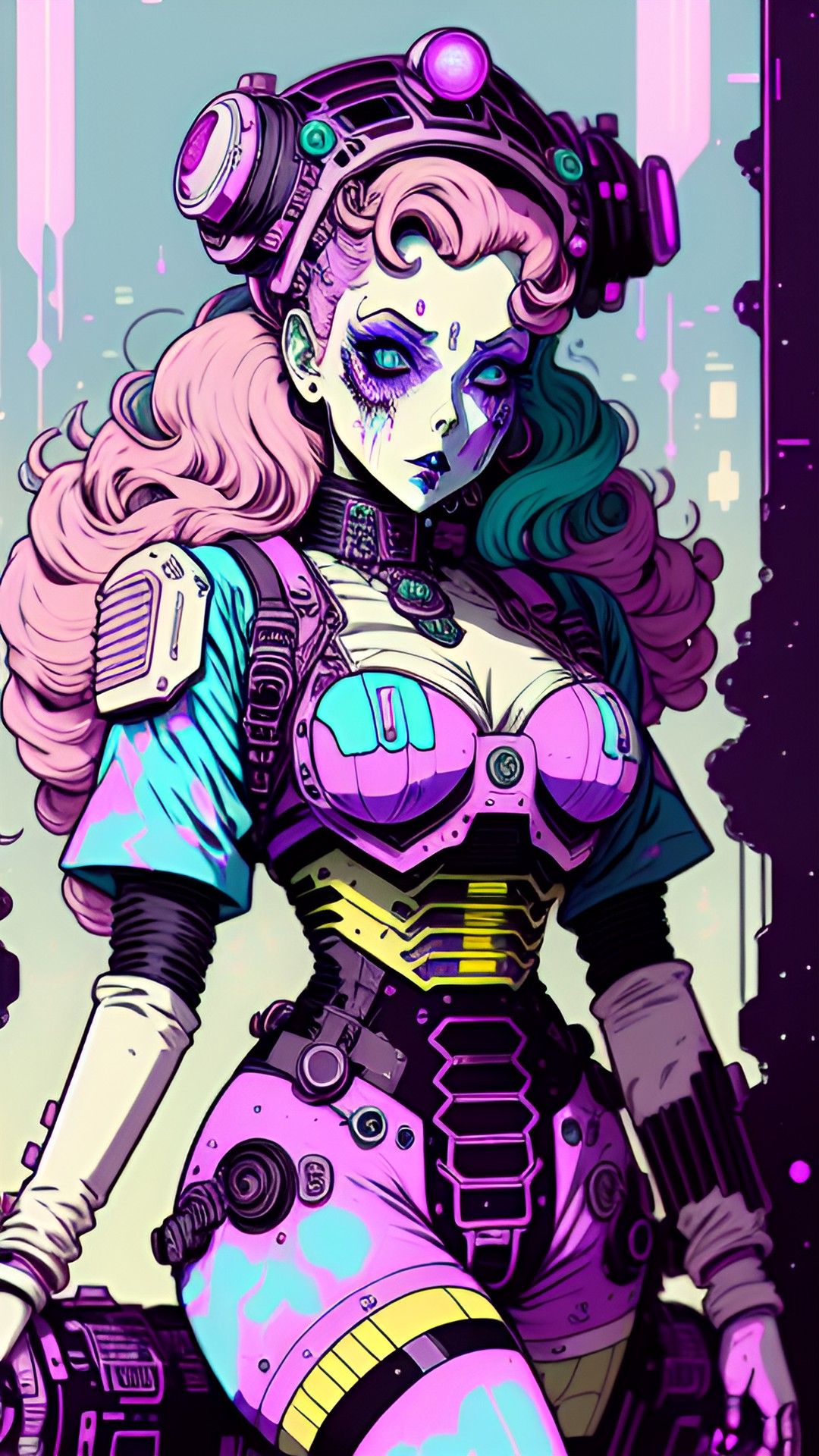 pastel zombie robot pinup preview