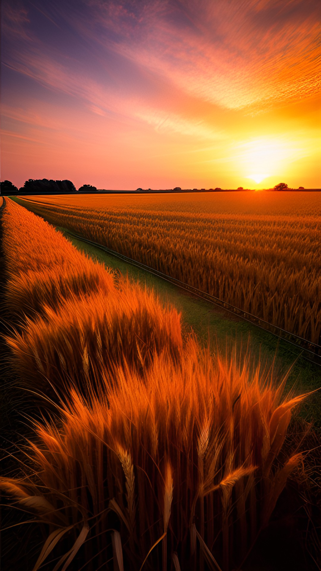 sunset on a wheat field, landscape preview