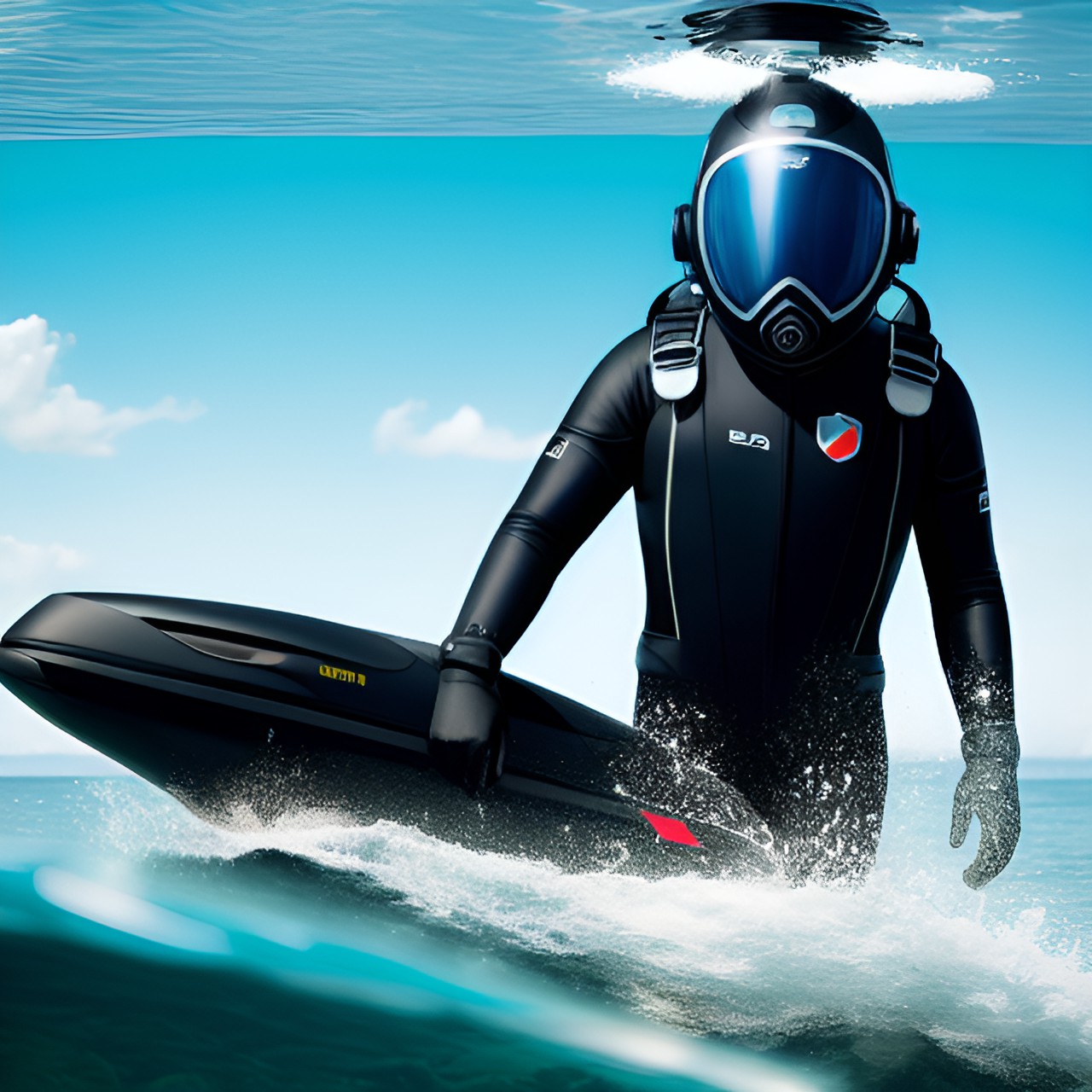 Future Scuba Diver 3 - a sleek, futuristic black diving suit with a panoramic helmet and built-in life support preview