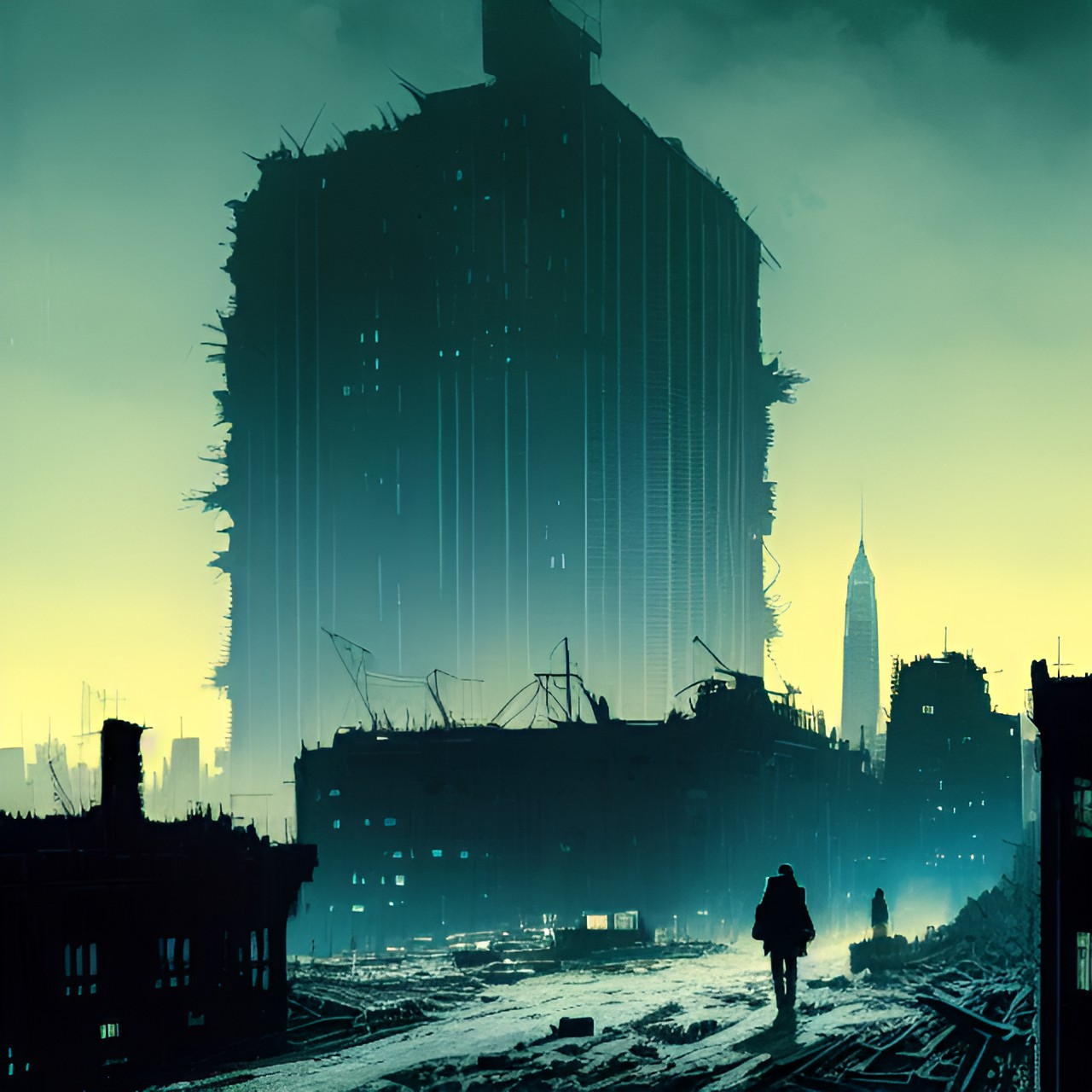 City ruins - postapocalyptic city ruins in moonlight by caspar david friedrich preview