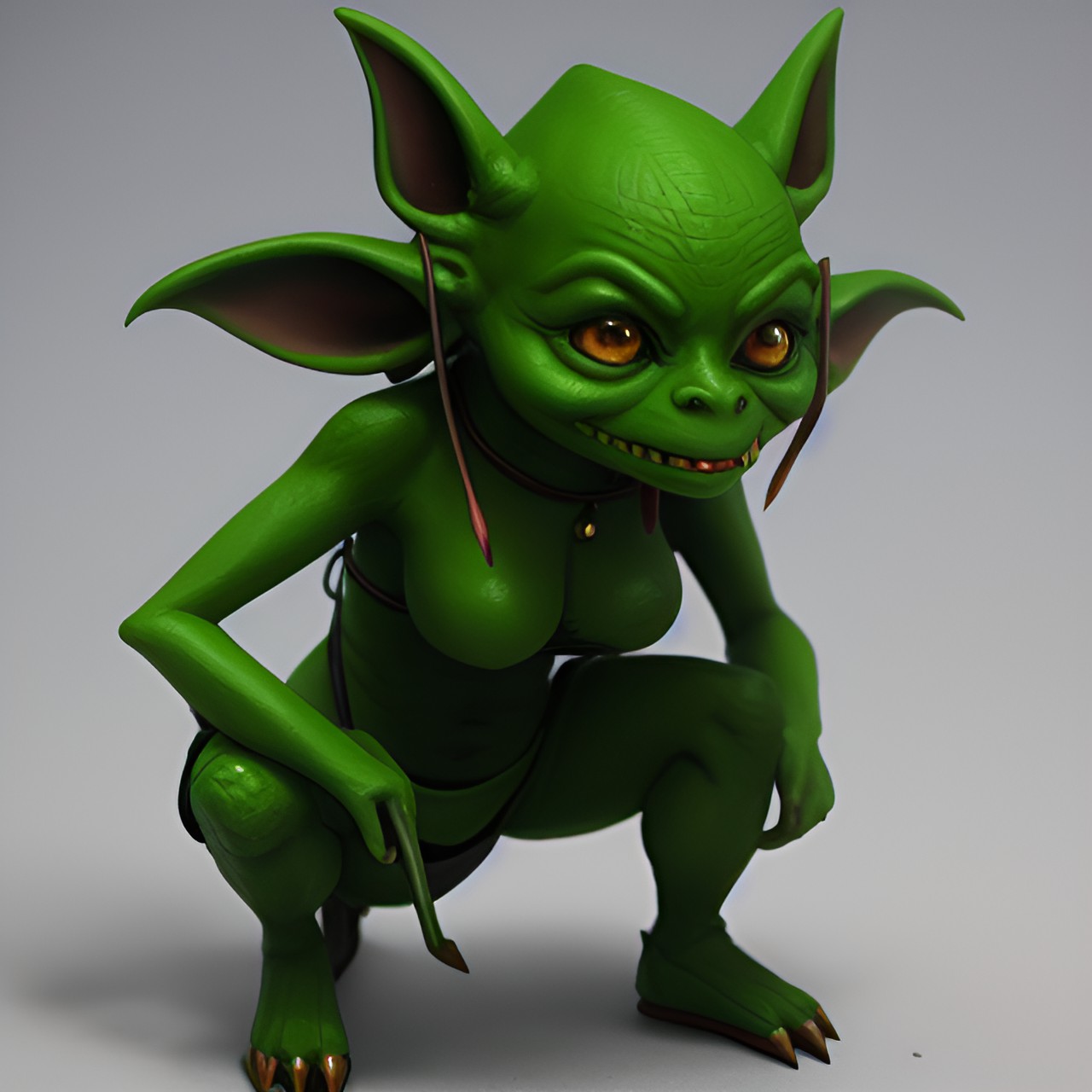 Goblin - anthropomorphic human woman goblin with green skin preview