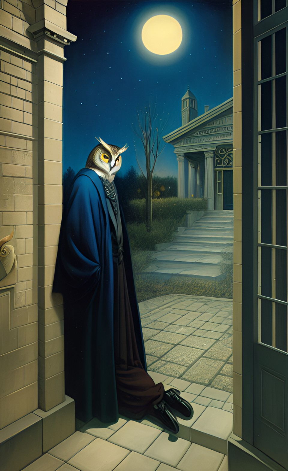 Owls are not what they seem - owls are not what they seem, magical realism, by gerald brom, by paul delvaux preview