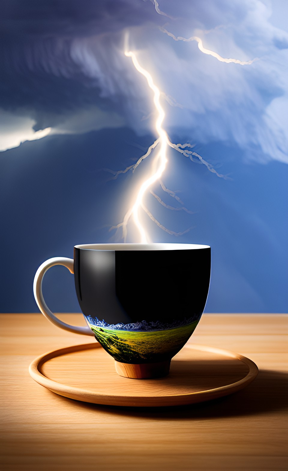 storm in a tea-cup - a thunder storm hovering inside a large tea-cup preview