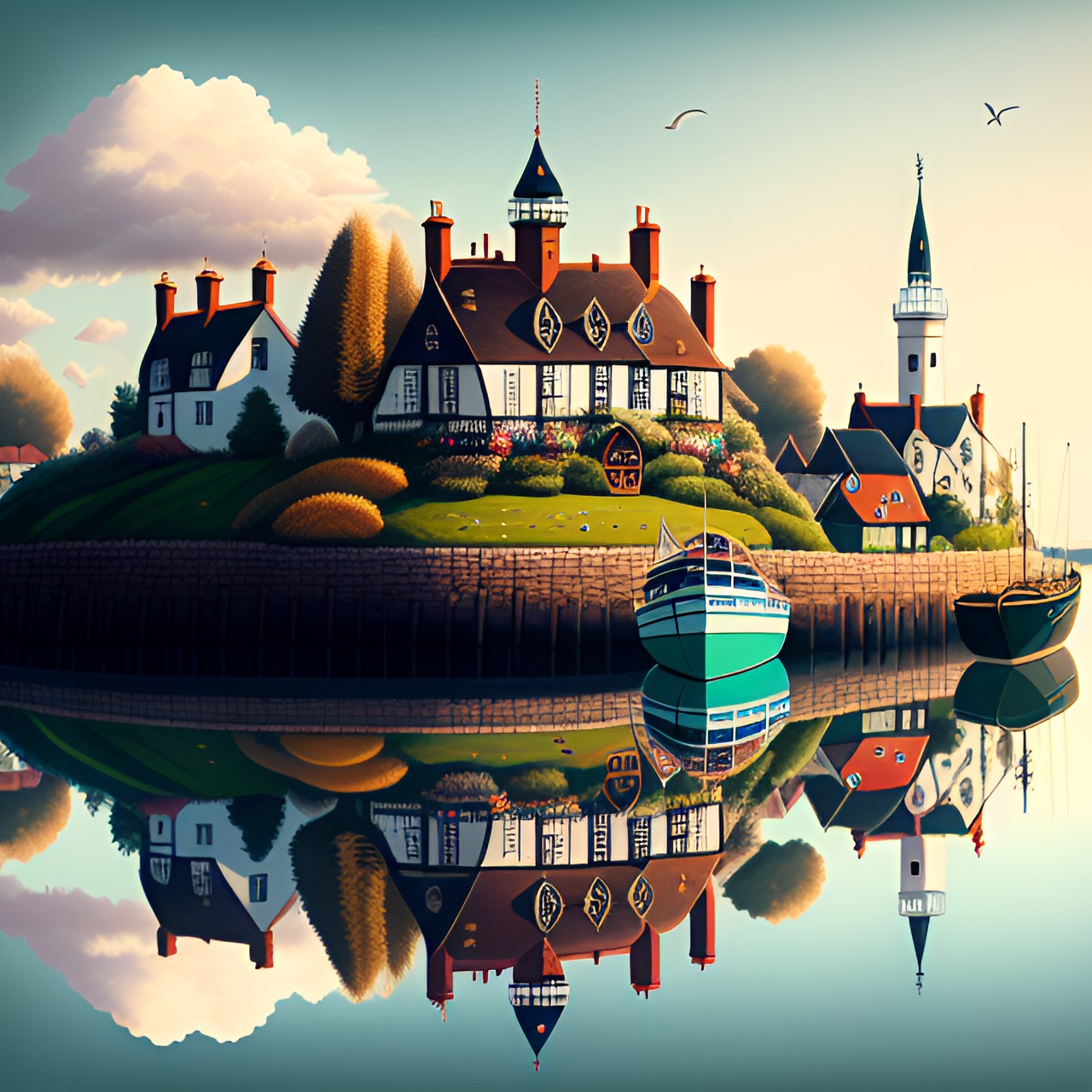 quintessential english fishing village as mandala preview