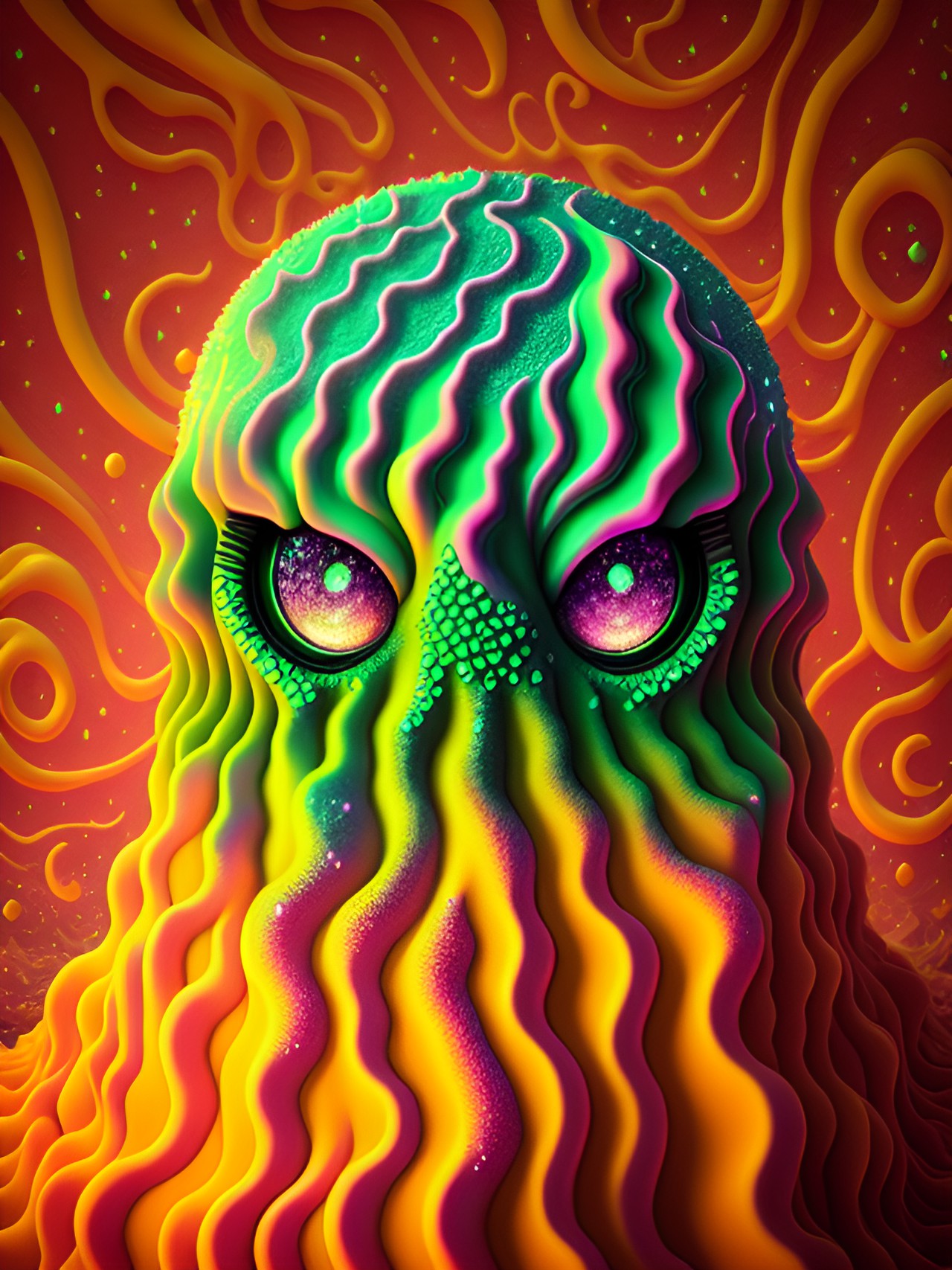 Lady Cthulhu - cthulhu porous.textures sponge.textures foam.textures glitter.textures colorful cthulhu preview