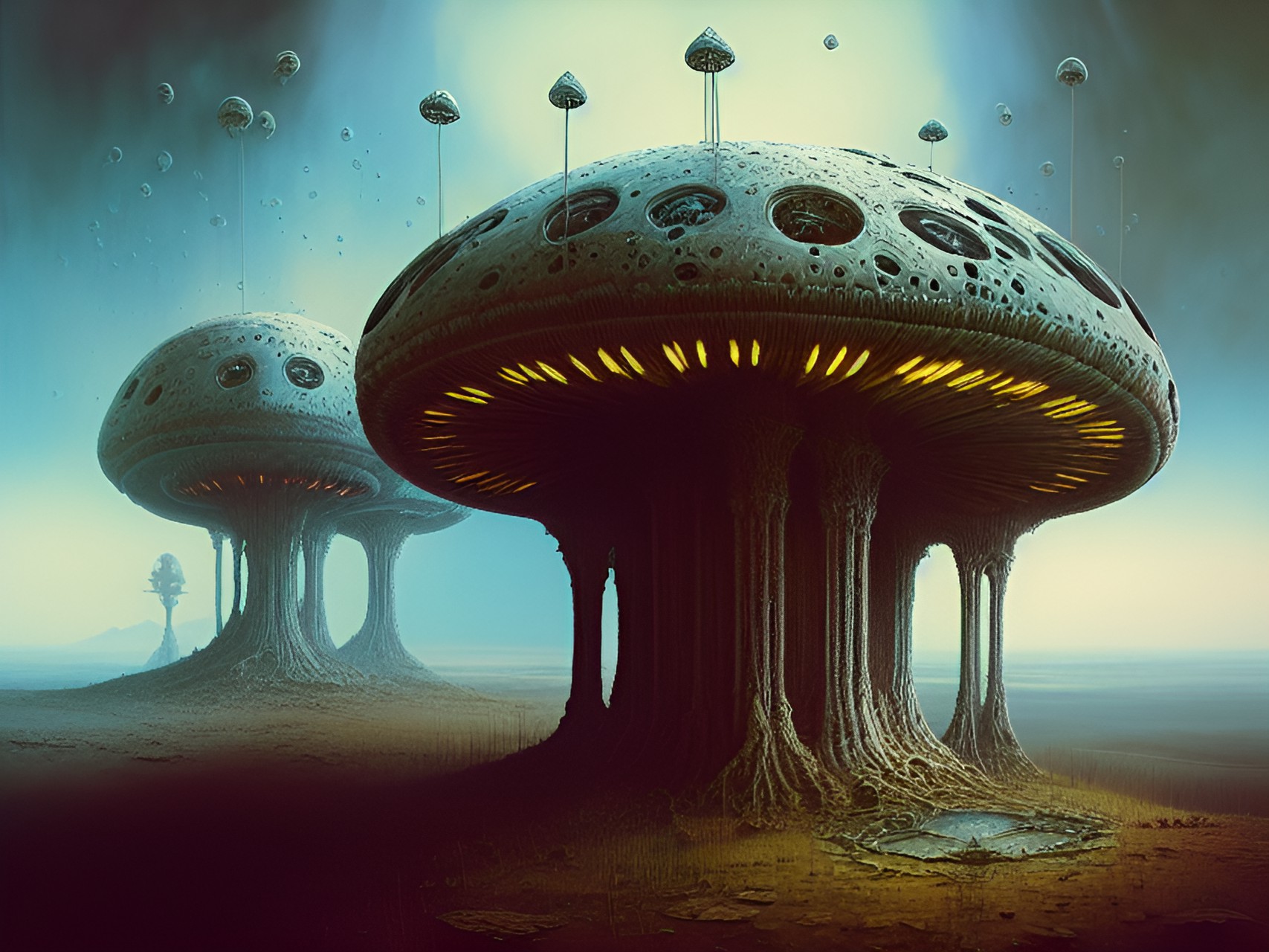 alien mushroom artwork by h.r.giger & peter gric & beksinski & digital art & concept art 👽👽👽👽👽🪟🪟🪟👤👤 preview