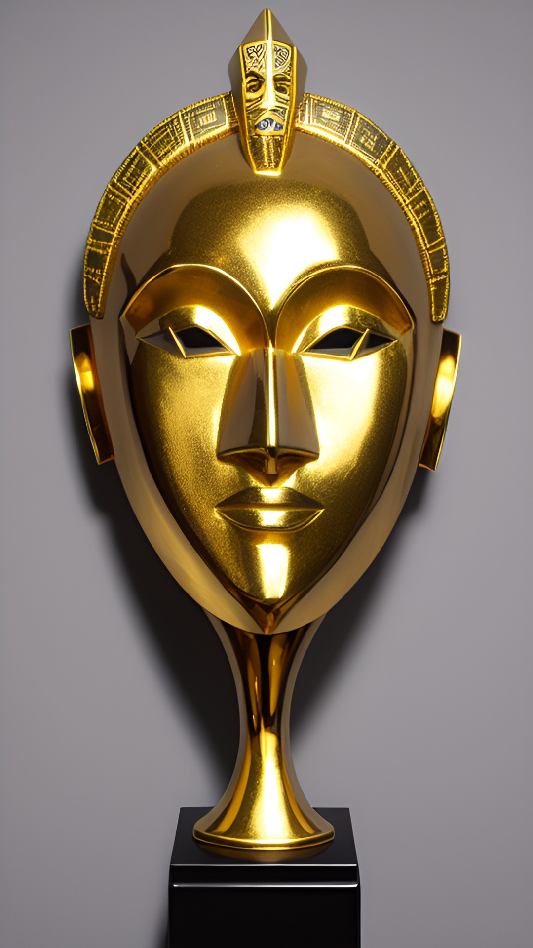 african mask as a headbust in gold preview