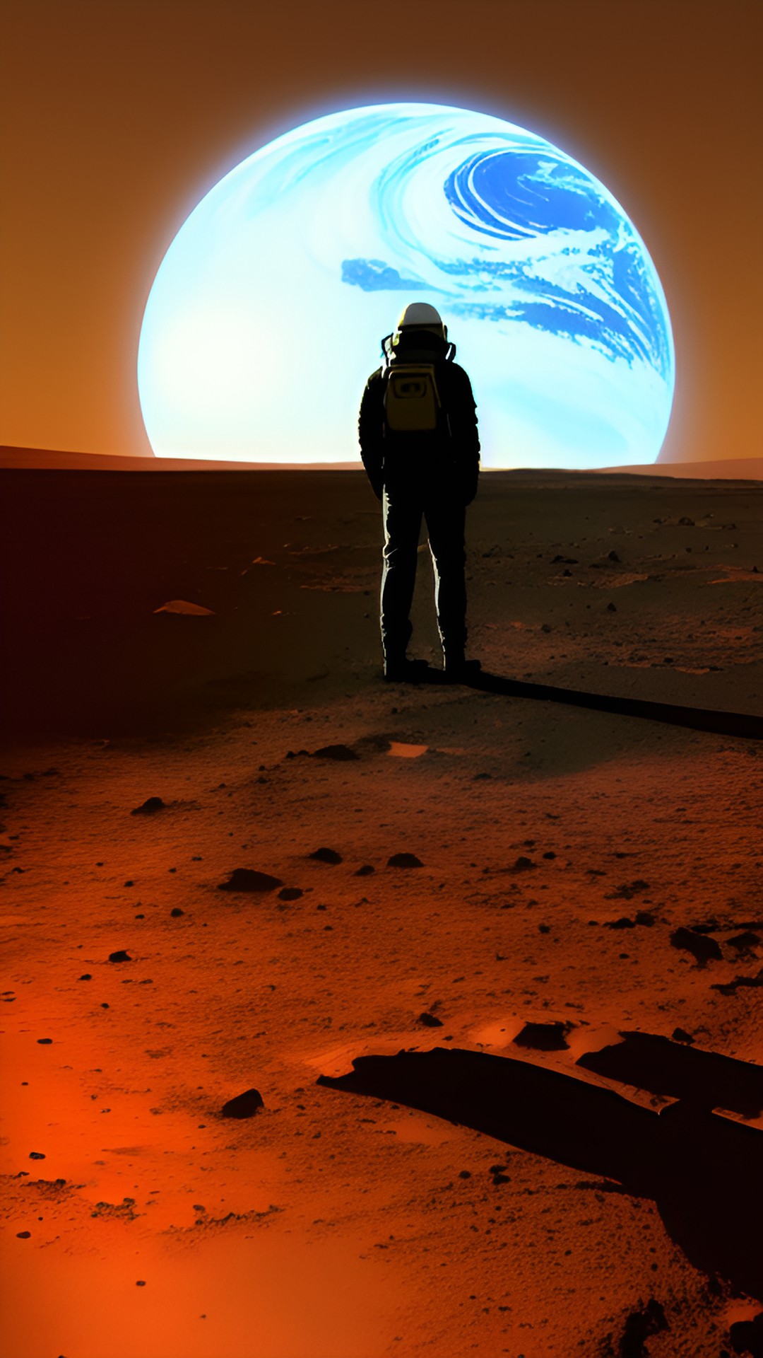 a lonely man on mars looking at earth preview